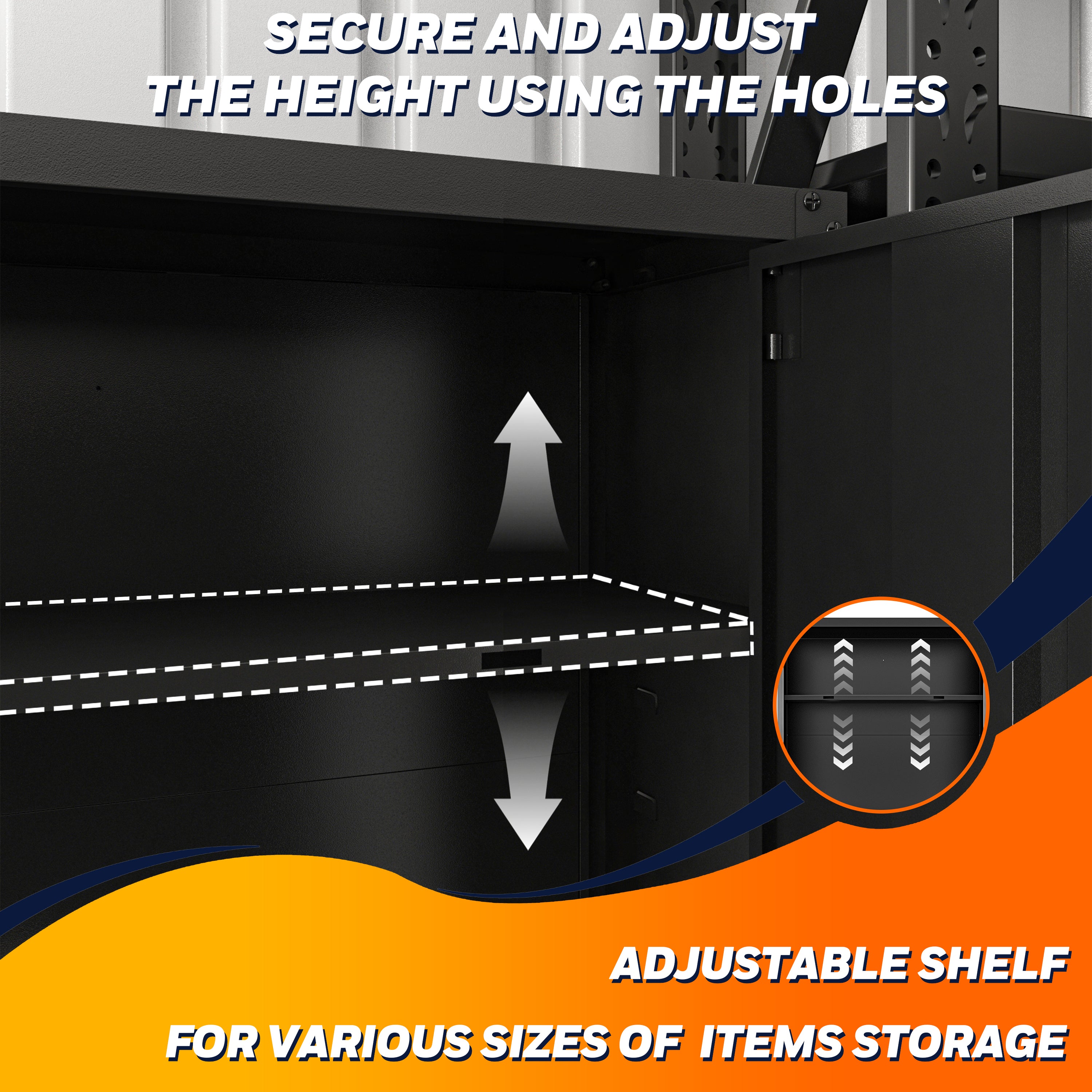 Garage Wall Mounted Storage Cabinet with Two Doors and One Shelf Lockable Metal Wall Cabinet Hanging Tool Cabinet for Garage Utility Room