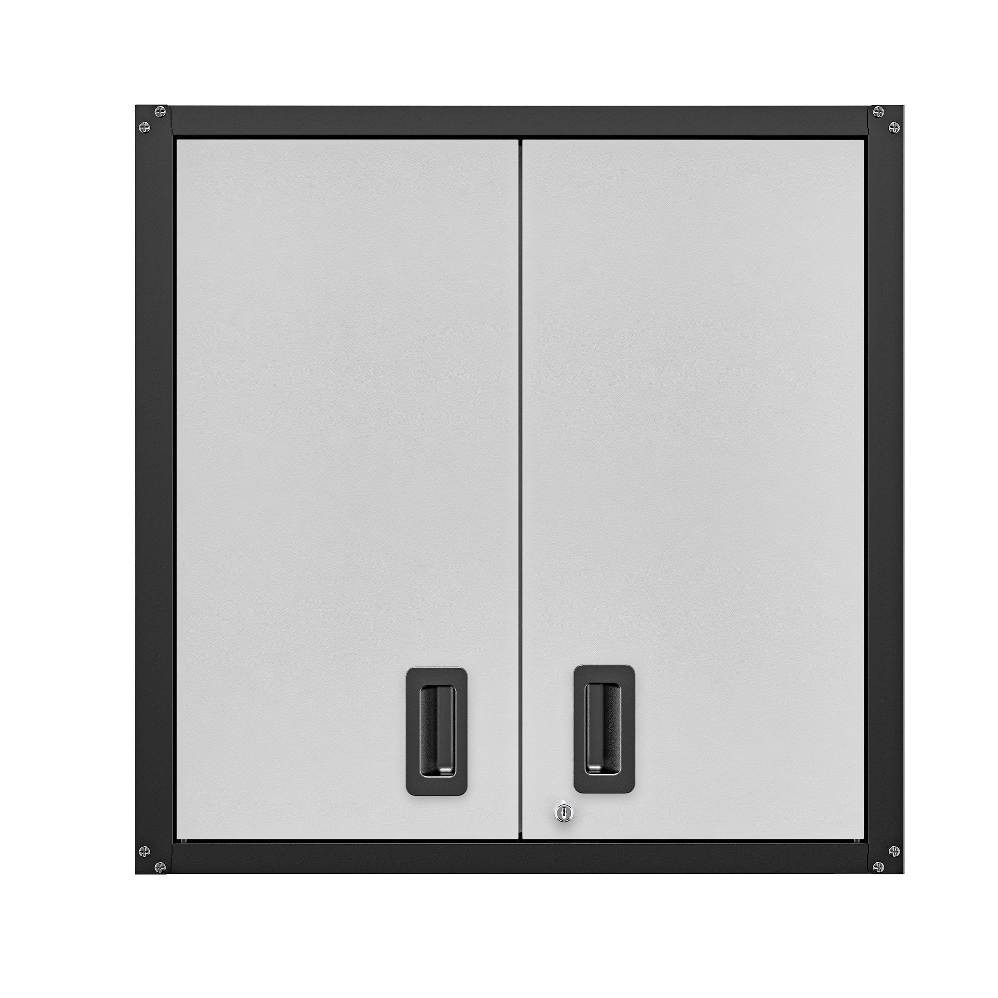 Garage Wall Mounted Storage Cabinet with Two Doors and One Shelf Lockable Metal Wall Cabinet Hanging Tool Cabinet for Garage Utility Room
