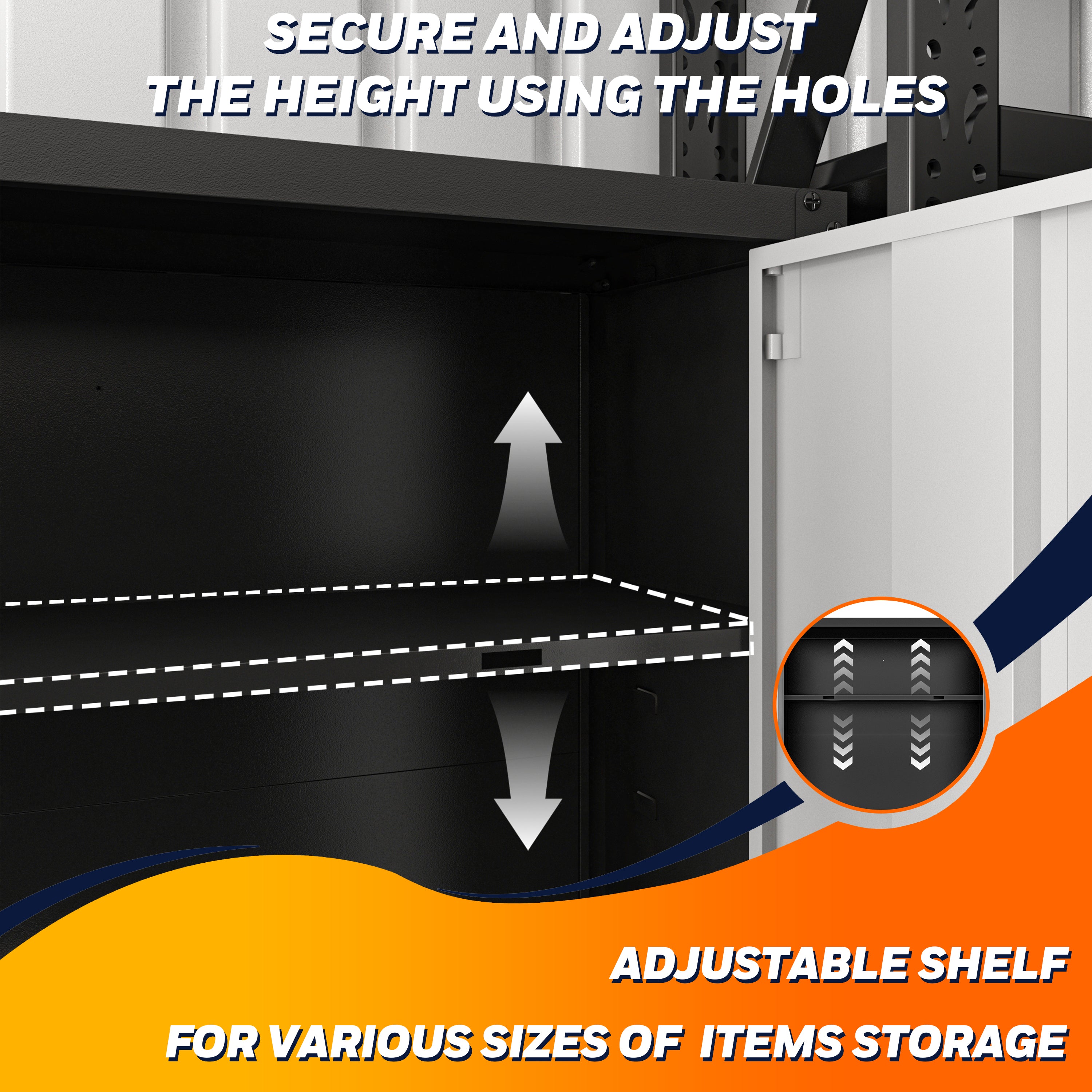 Garage Wall Mounted Storage Cabinet with Two Doors and One Shelf Lockable Metal Wall Cabinet Hanging Tool Cabinet for Garage Utility Room