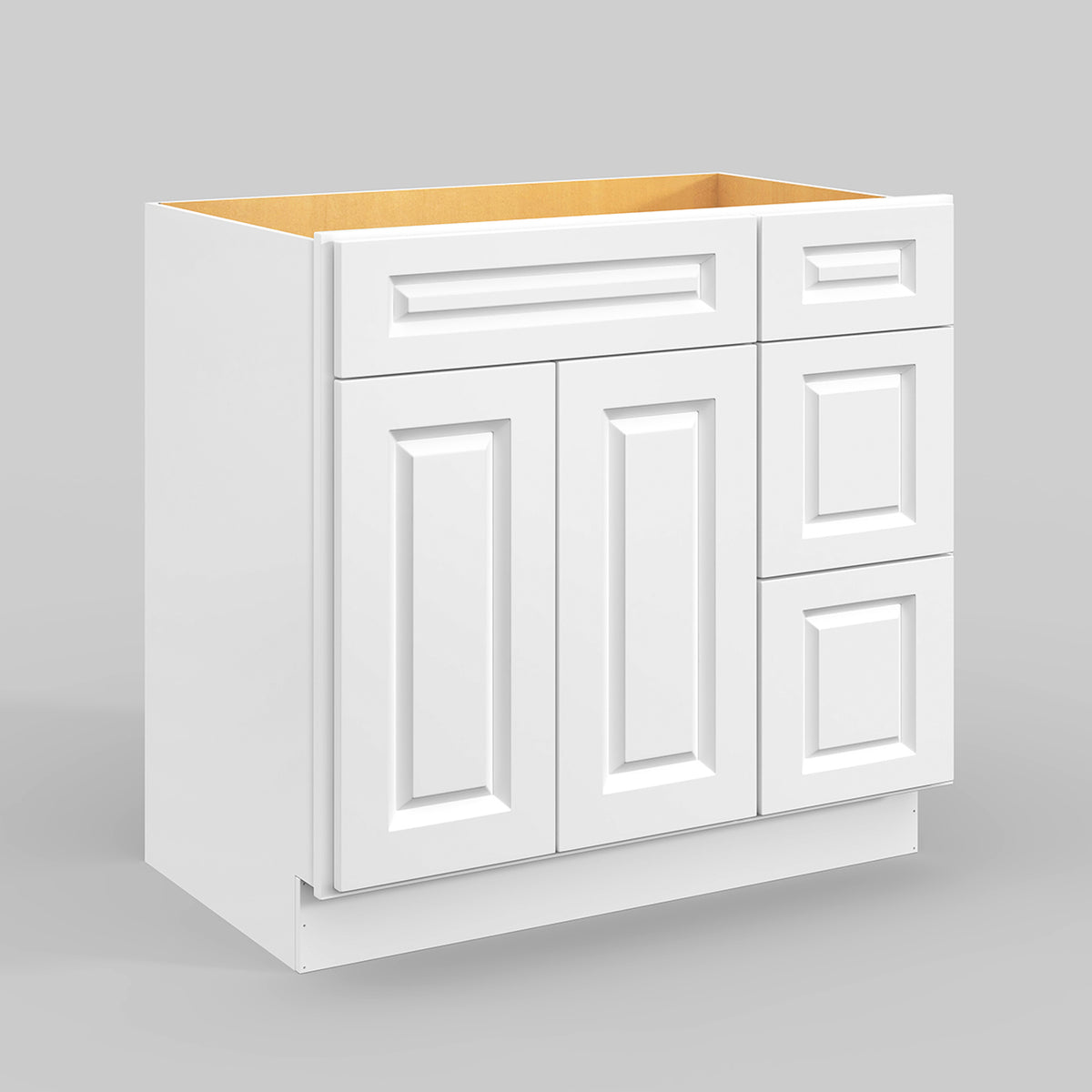 V Series One Left Door Three Drawer Bathroom Vanity Base Cabinet, Kitchen Cabinet