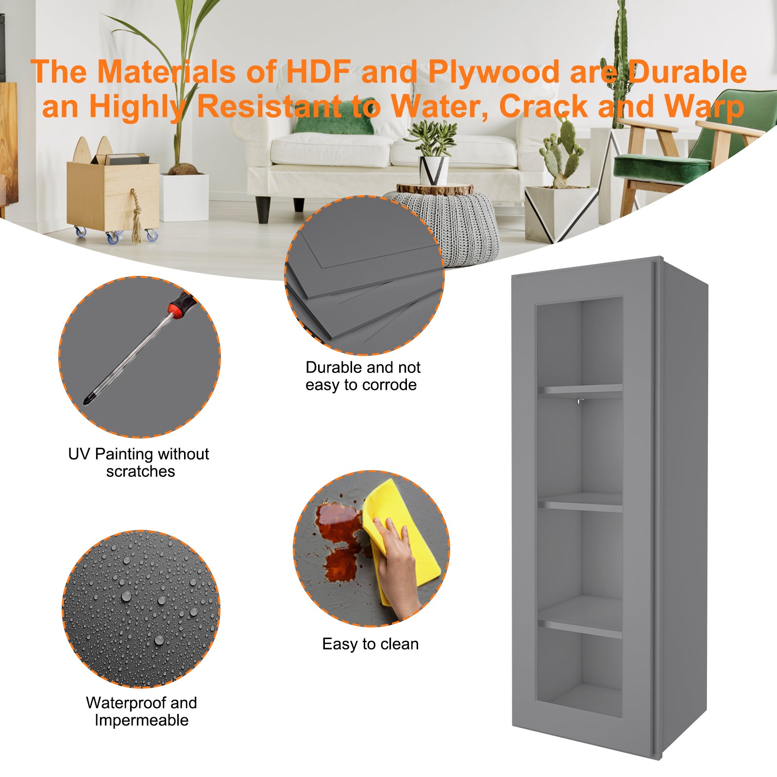 12"D*15"W*42"H Birch Solid Wood Medicine Cabinet Wall Mounted W1542GD