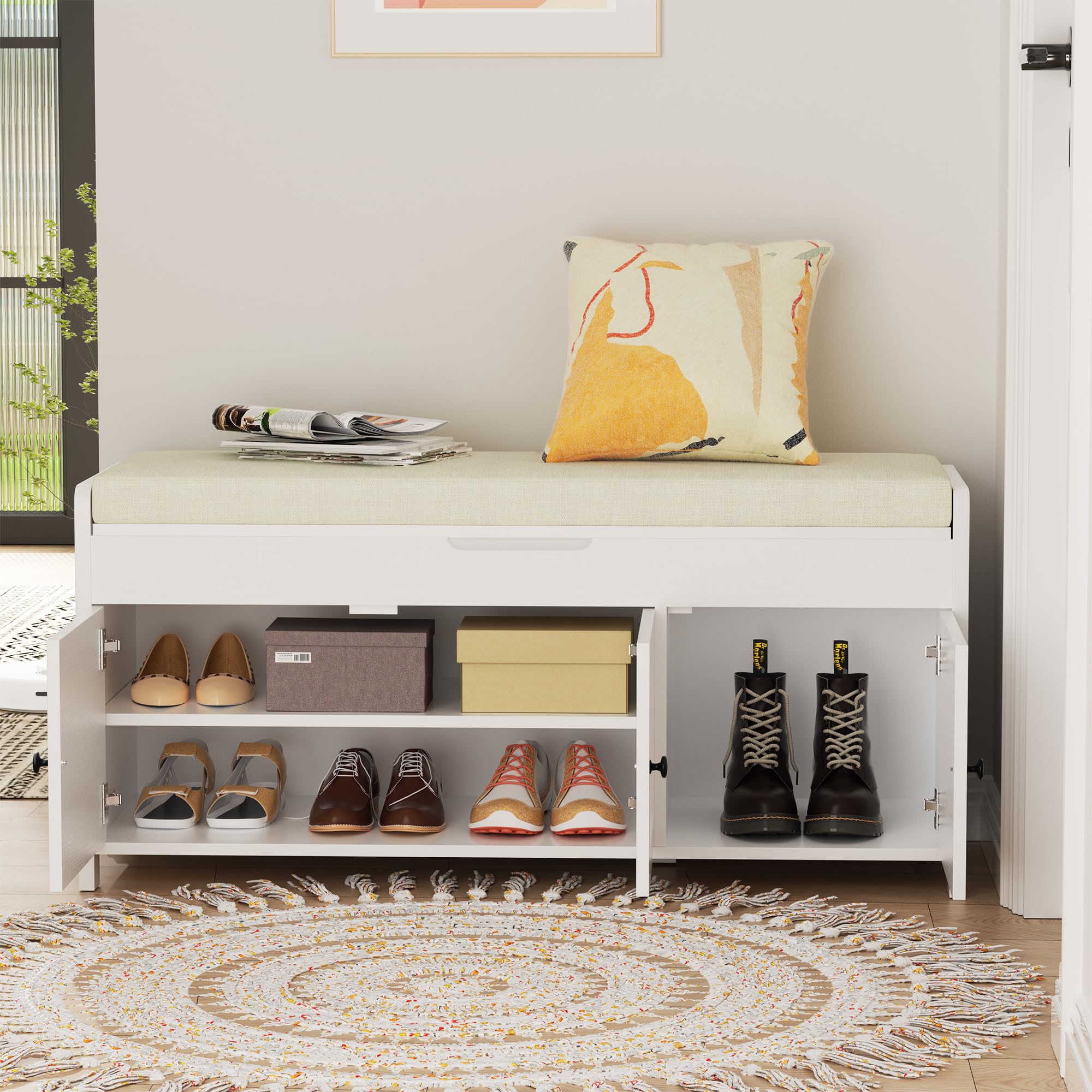Shoe Storage Bench with Doors