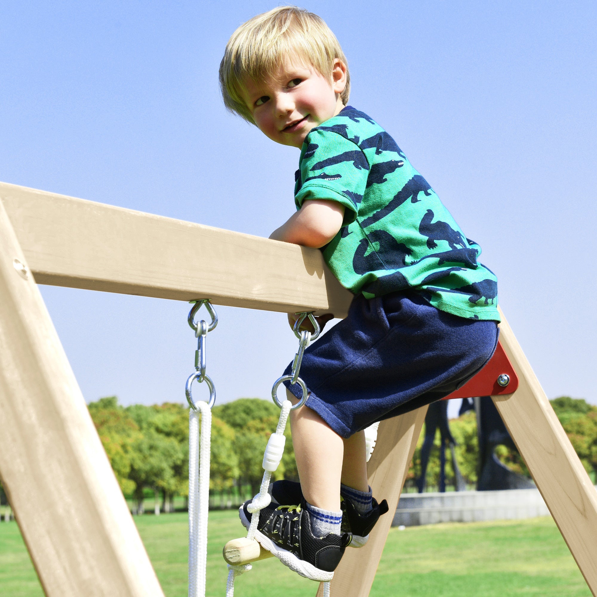 Wooden Swing-N-Slide Set: Ideal for Backyard Fun with Slide, Swings, and Climber. Toddler-Friendly and Easy to Assemble