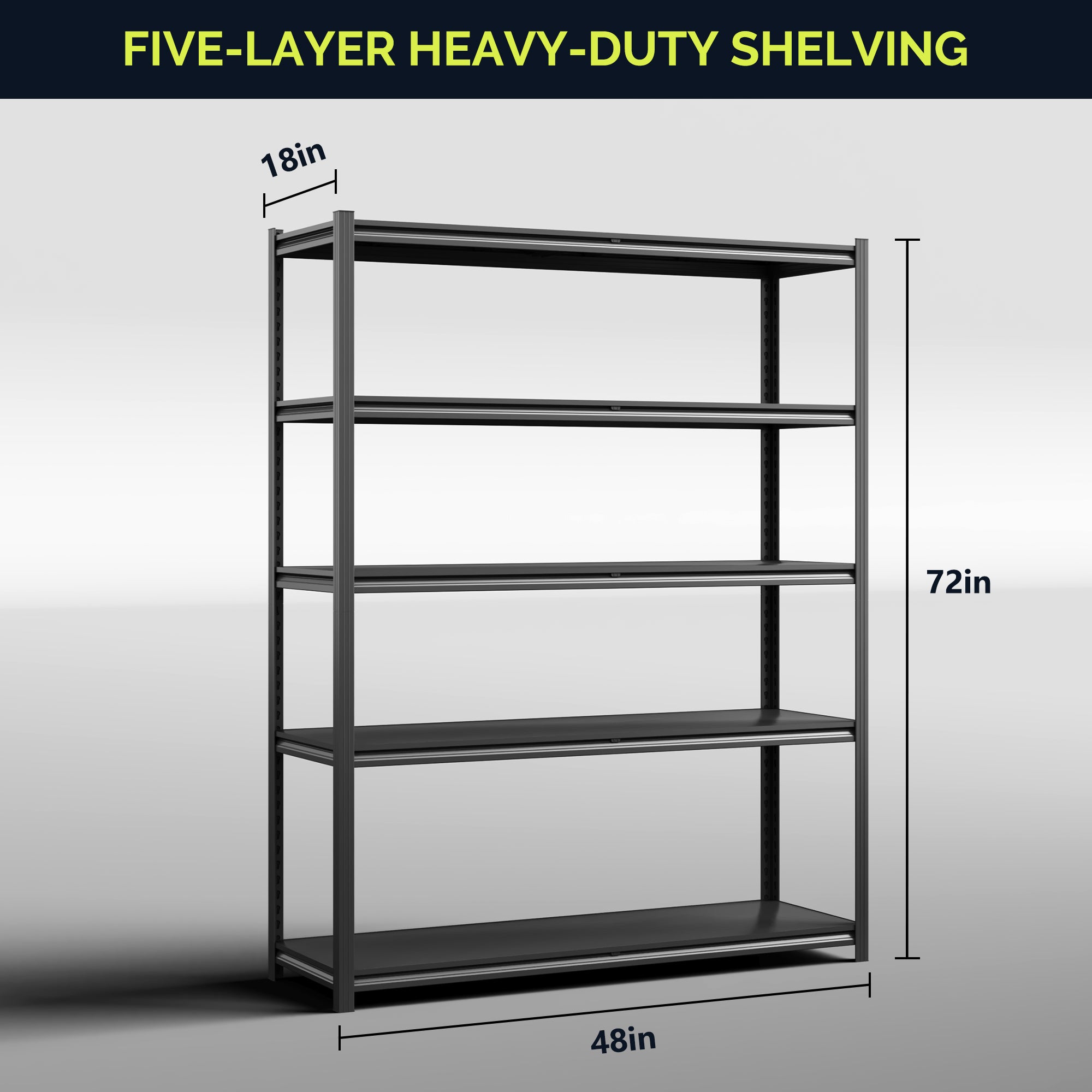 5-Tier Concealed-Post Metel Shelving Unit