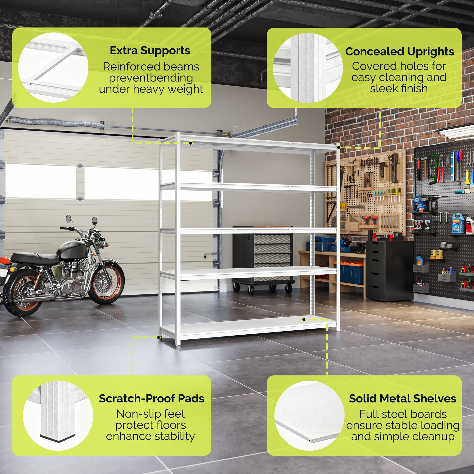 5-Tier Concealed-Post Metel Shelving Unit