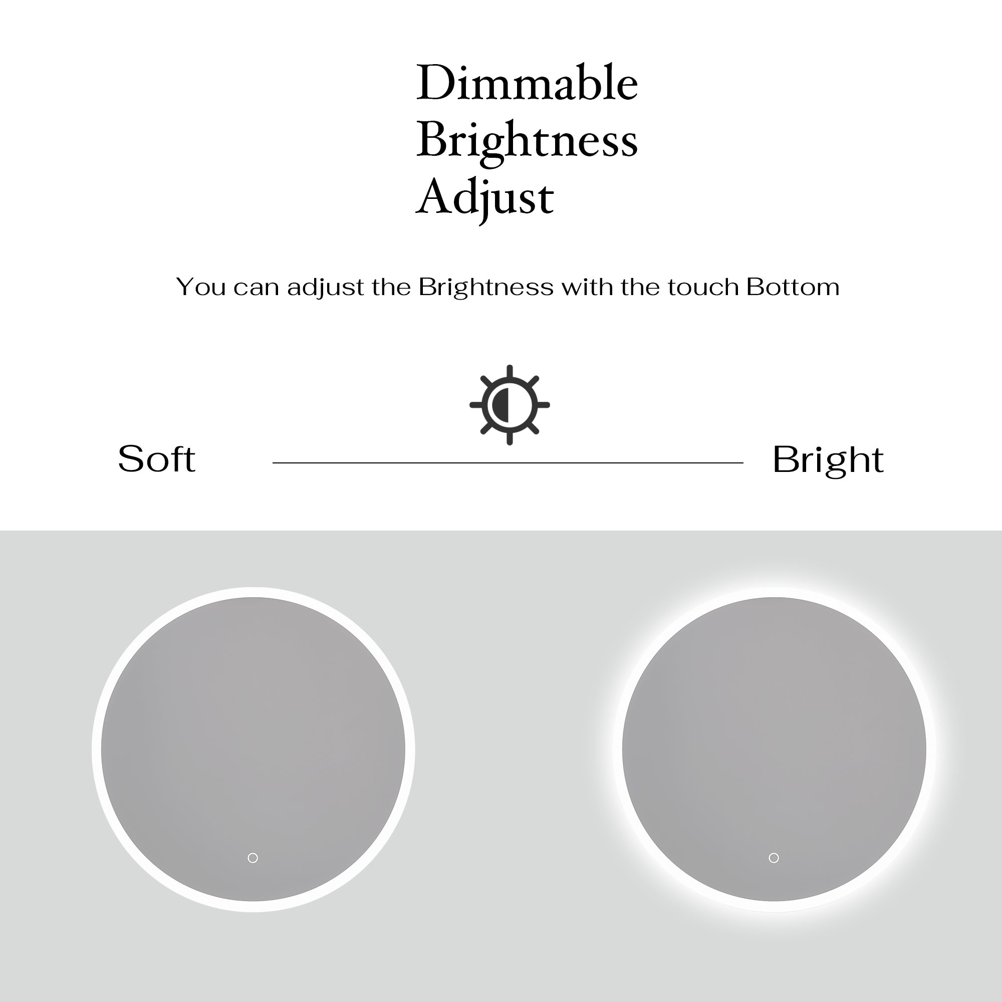 Round Wall-Mounted Dimmable LED Bathroom Vanity Mirror with Defogger and Bluetooth Music Speaker