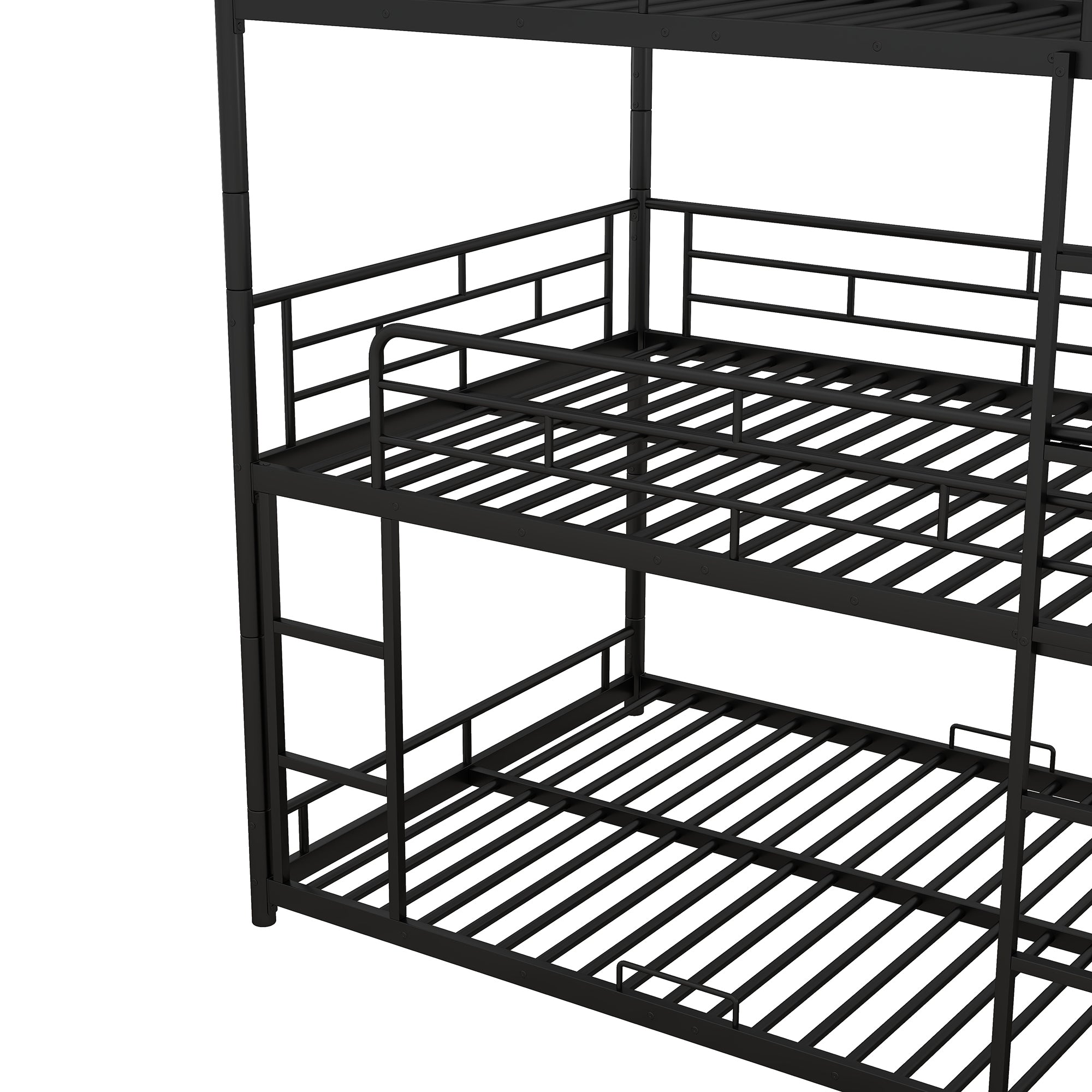 Metal Full Size Triple Bunk Bed, Black