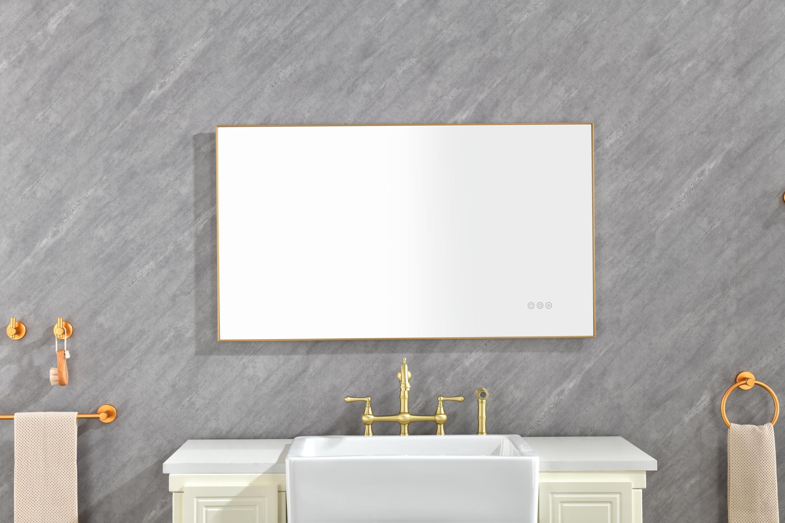bathroom led mirror is multi-functional and each function is controlled by a smart touch button.