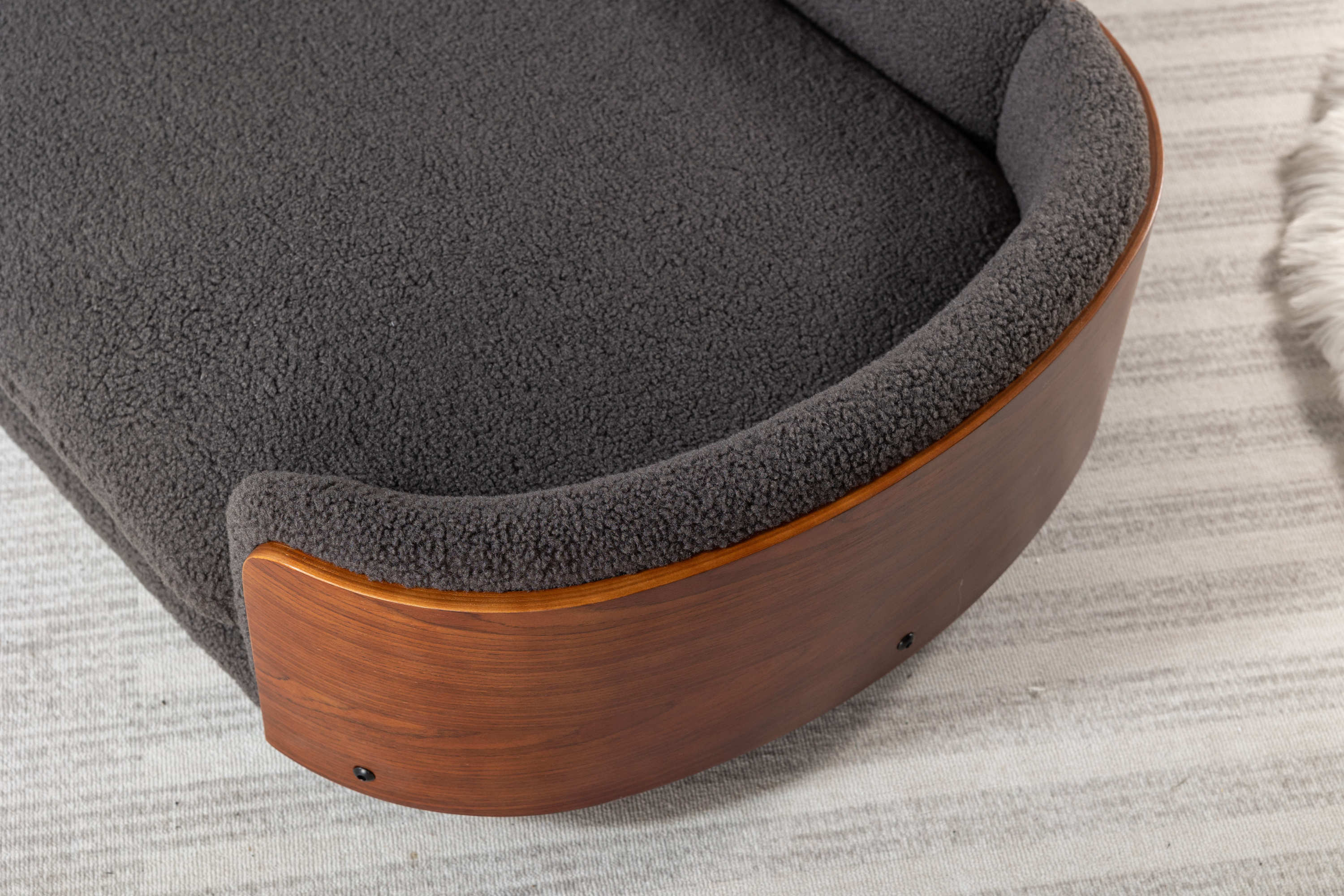 Scandinavian style Elevated Dog Bed Pet Sofa With Solid Wood legs and Walnut Bent Wood Back, Cashmere Cushion,Large Size