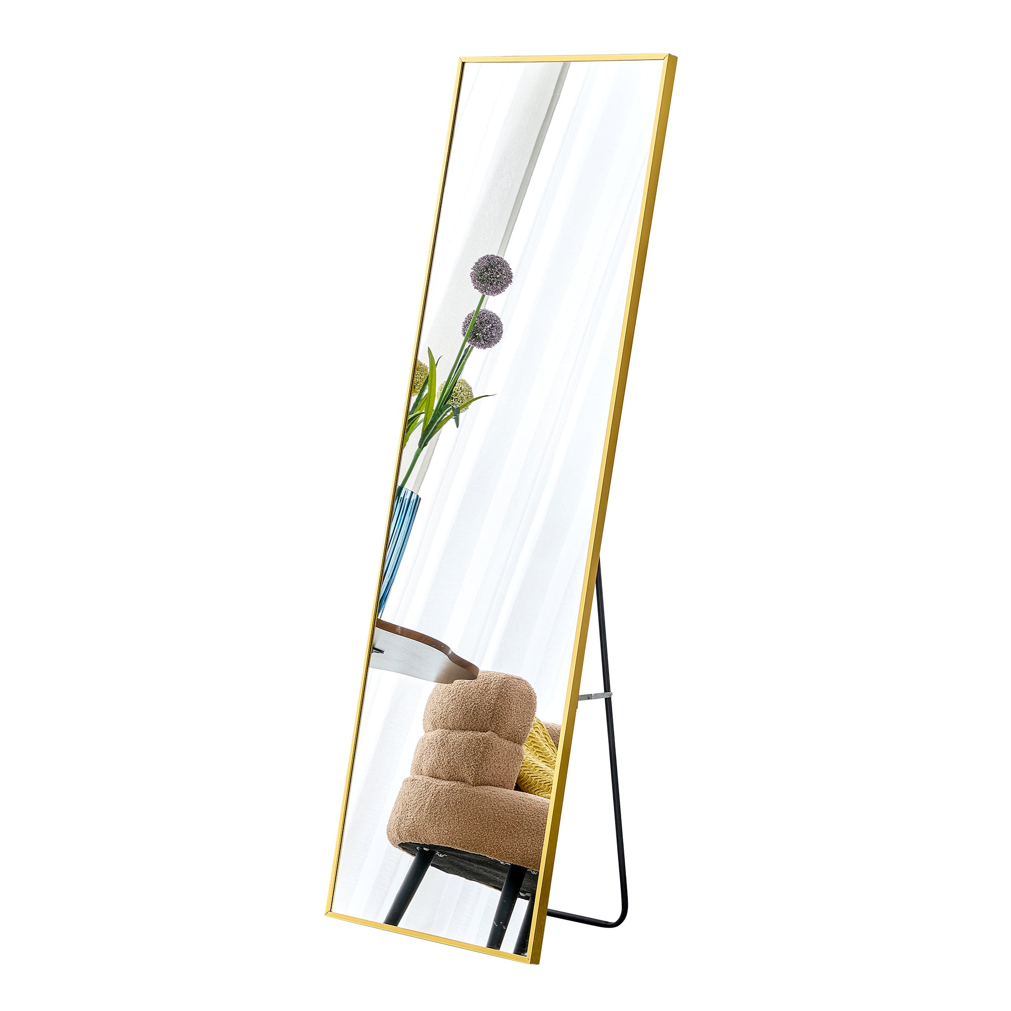 Aluminum alloy metal frame wall mounted full body mirror, bathroom makeup mirror, bedroom entrance, decorative mirror, quality upgrade, 59 "* 15.7"