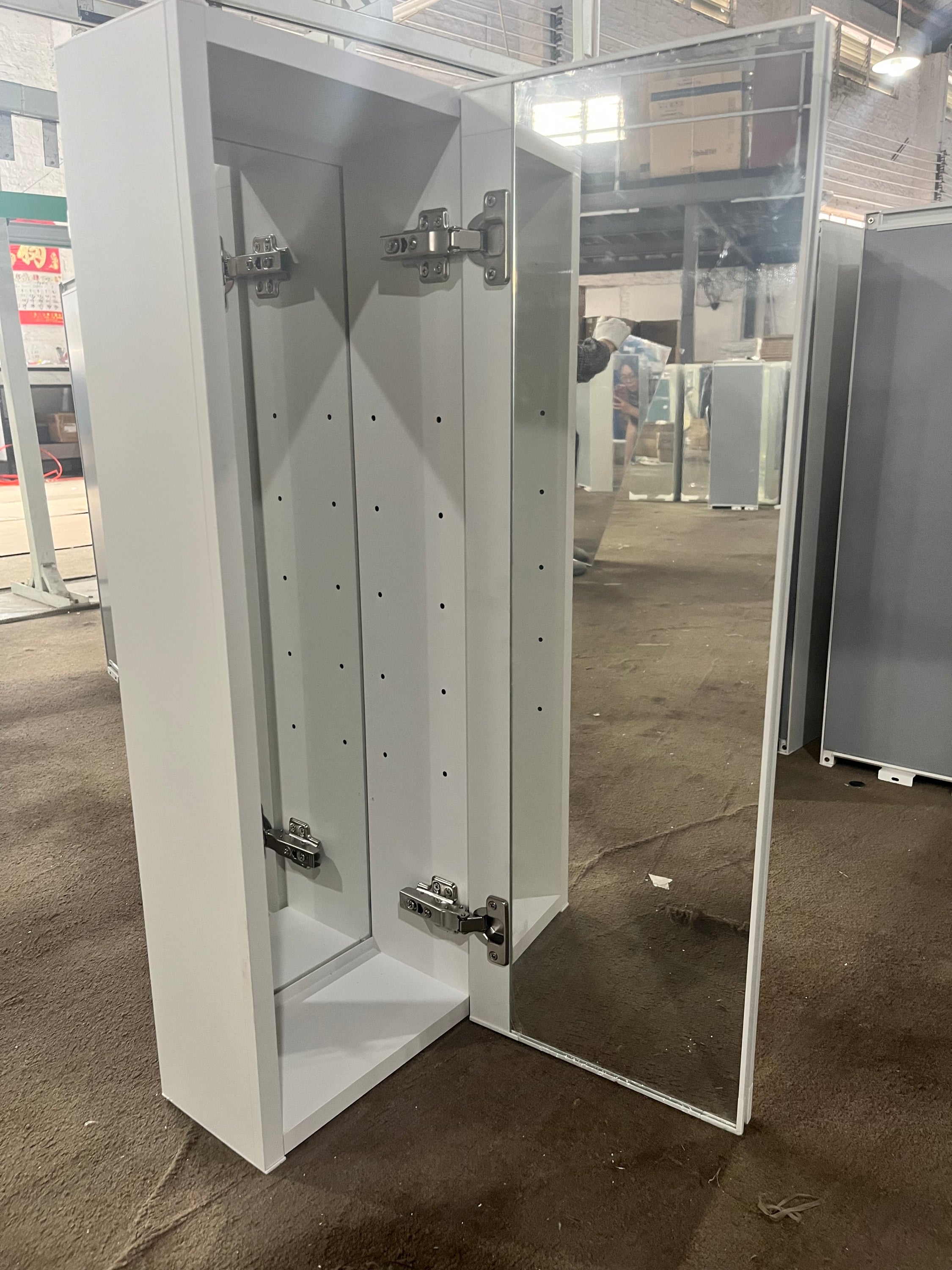 30x10 inch White Medicine Cabinet With Storage Aluminum Bathroom Medicine Cabinets Mirror Adjustable Glass Shelves Right Open