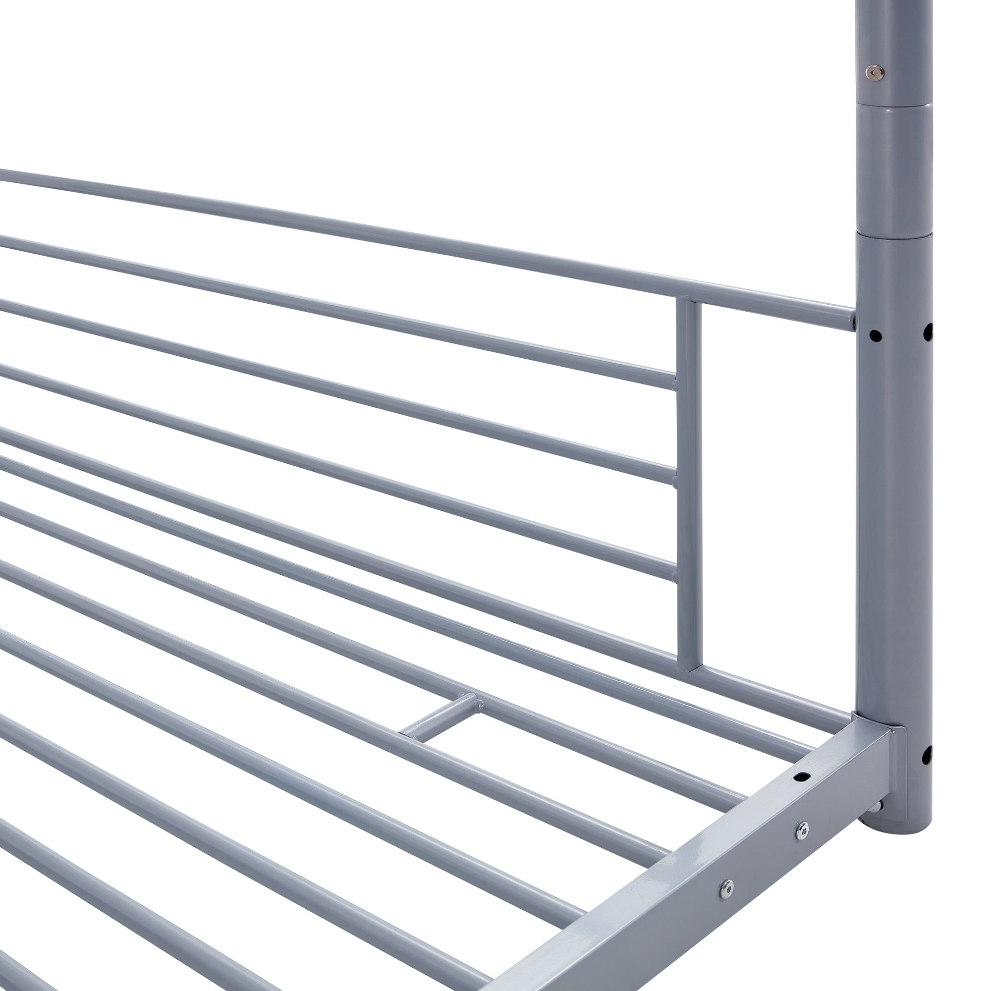 Full-Full-Full Metal Triple Bed with Built-in Ladder, Divided into Three Separate Beds,Gray(OLD SKU:LP000297AAE)