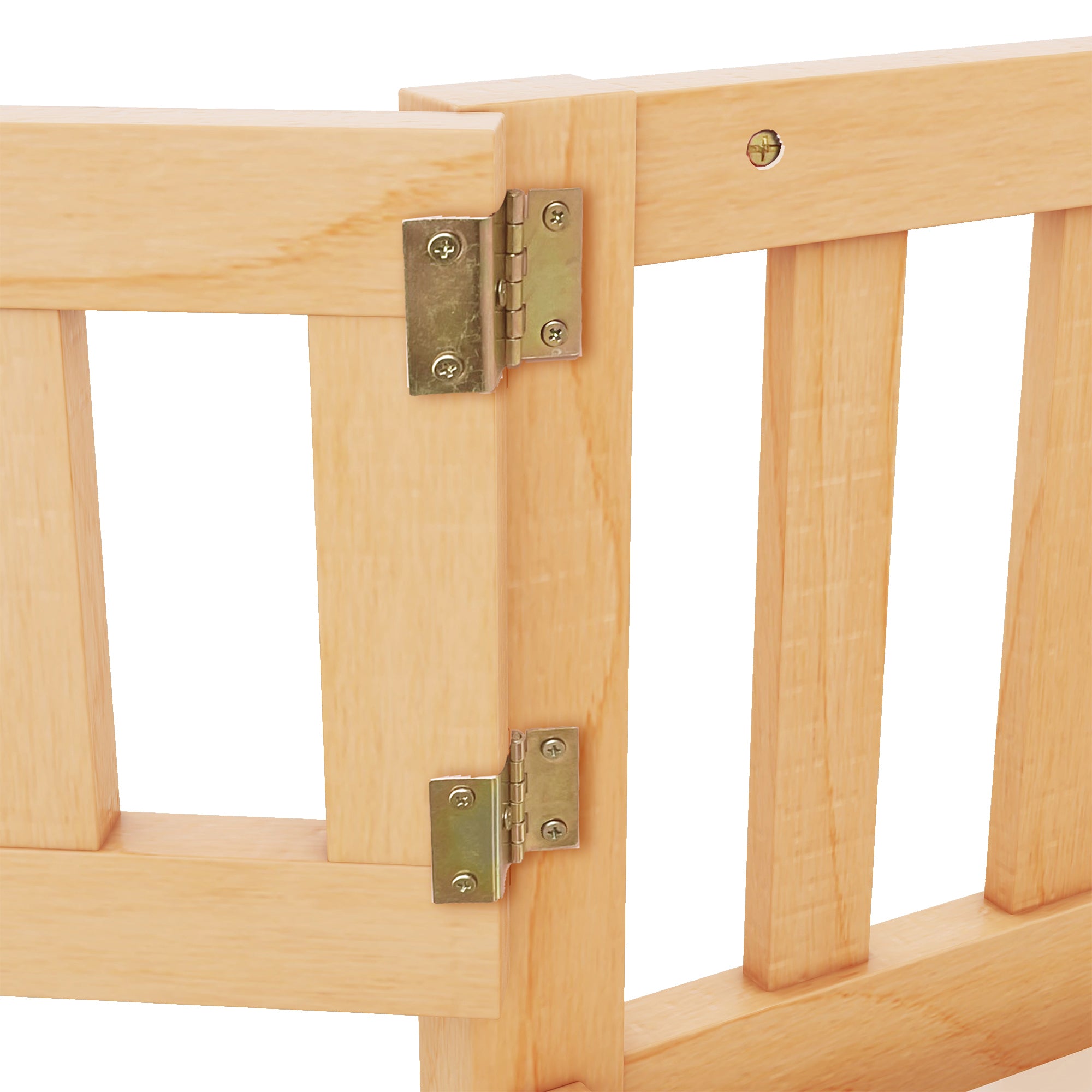 Queen Size Bed Floor Bed with Safety Guardrails and Door for Kids, Natural (Expect Arrival Date Nov.2nd)