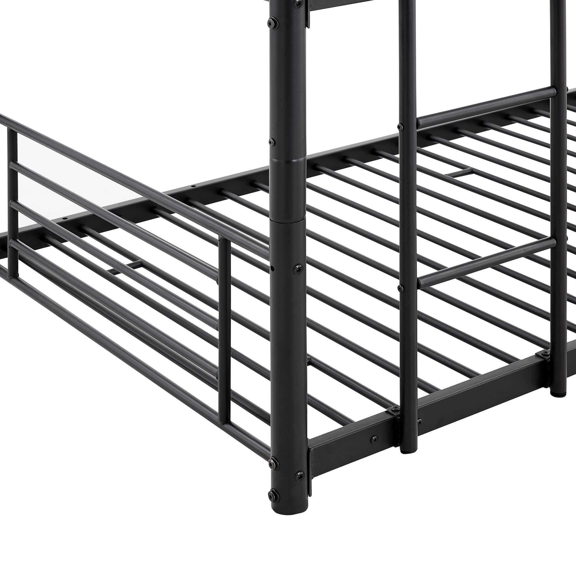 Twin-Twin-Twin Triple Bed with Built-in Ladder, Divided into Three Separate Beds,Black(OLD SKU:LP000197AAB)
