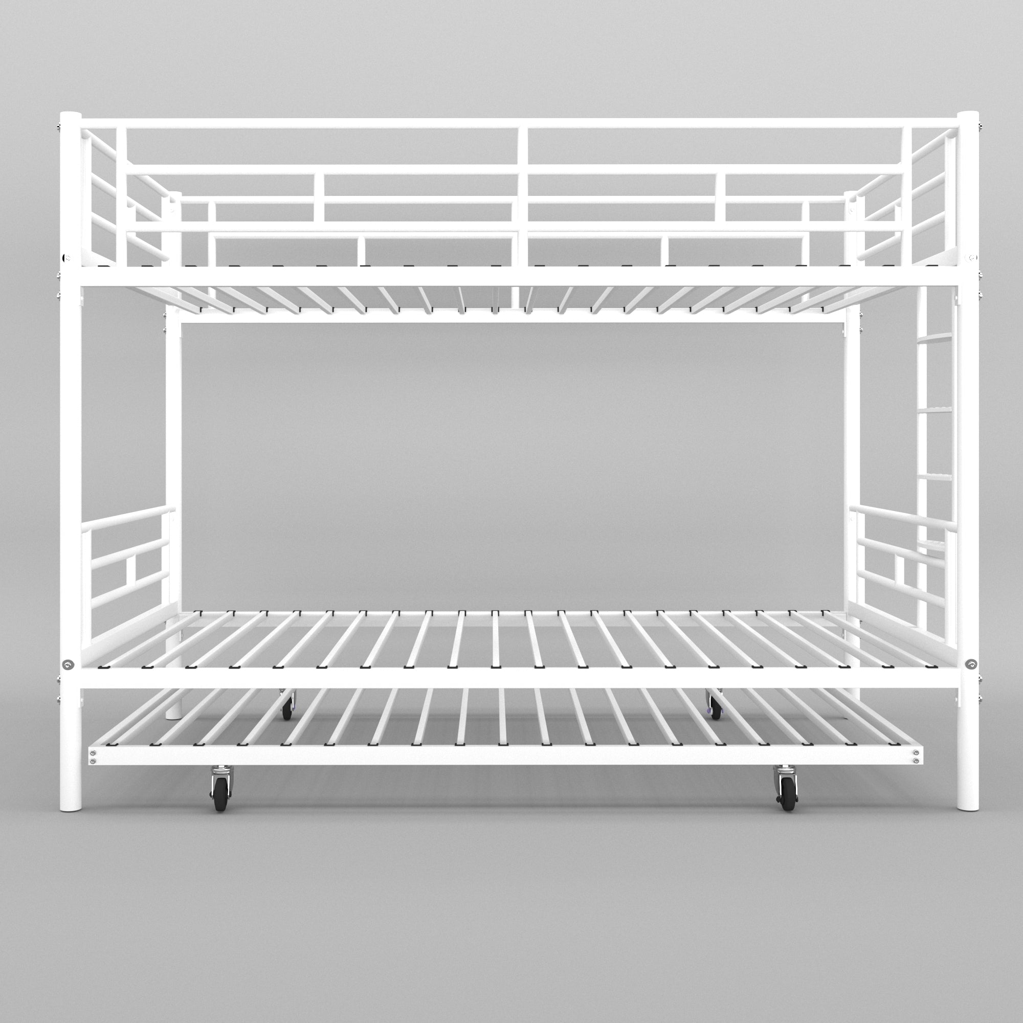 Bunk Bed Twin over Twin with Trundle White,CPC Certified,No Box Spring Needed,Heavy Duty,Easy to assemble