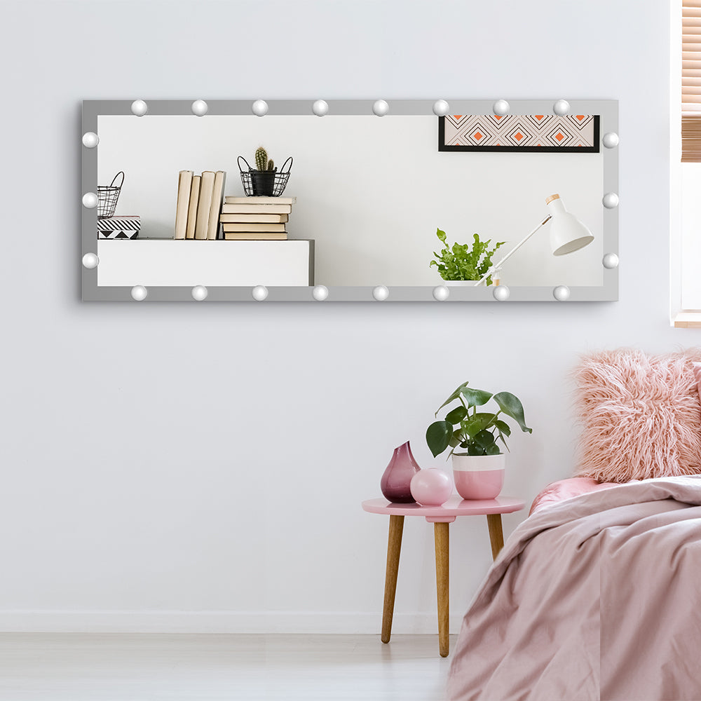 Full Length Mirror with Lights Full Body Vanity Mirror with 3 Color Modes Lighted Standing Floor Mirror for Dressing Room Bedroom Wall Mounted Touch Control Silver 63"x24"