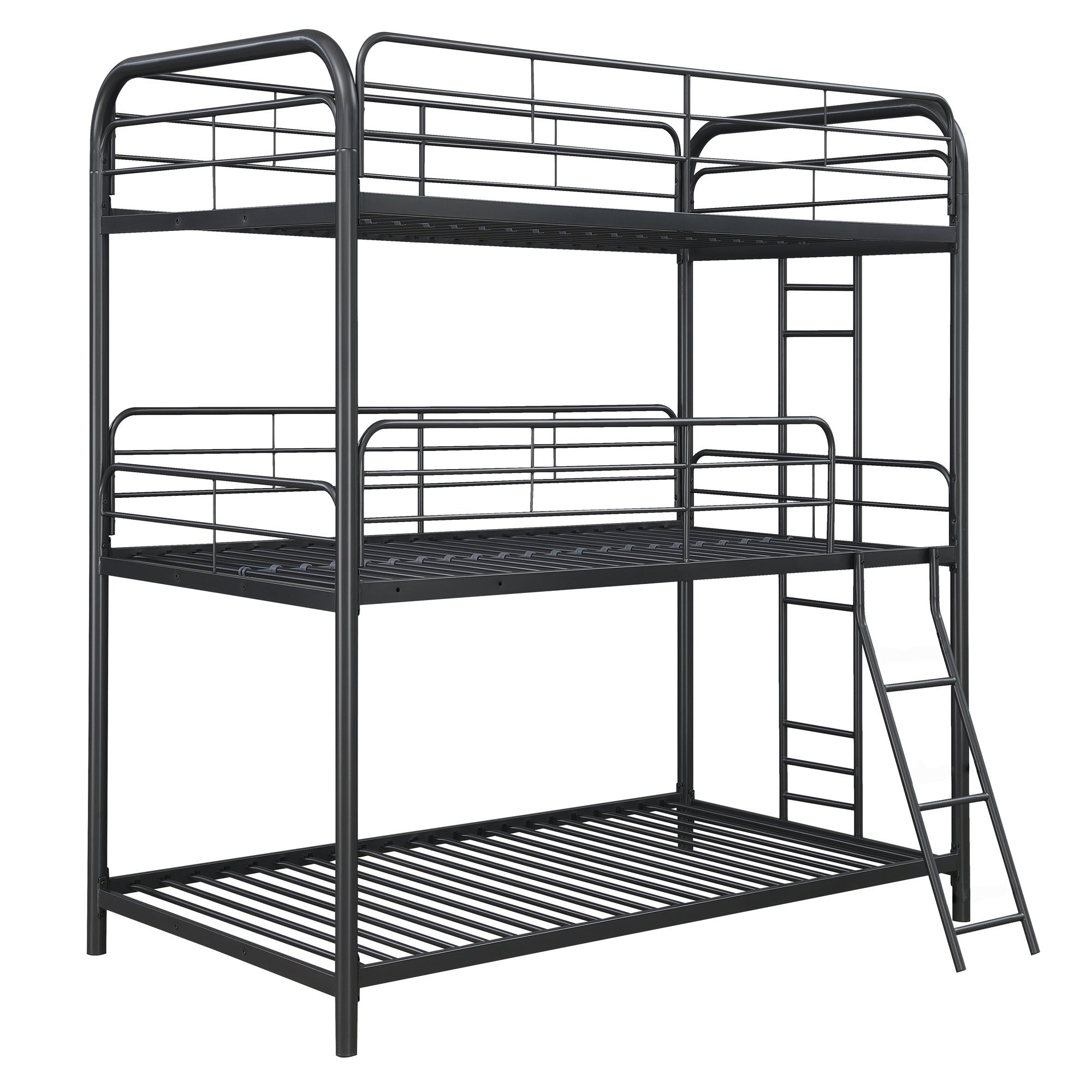 Furniture Triple Bunk Bed, Twin/Twin/Twin, black
