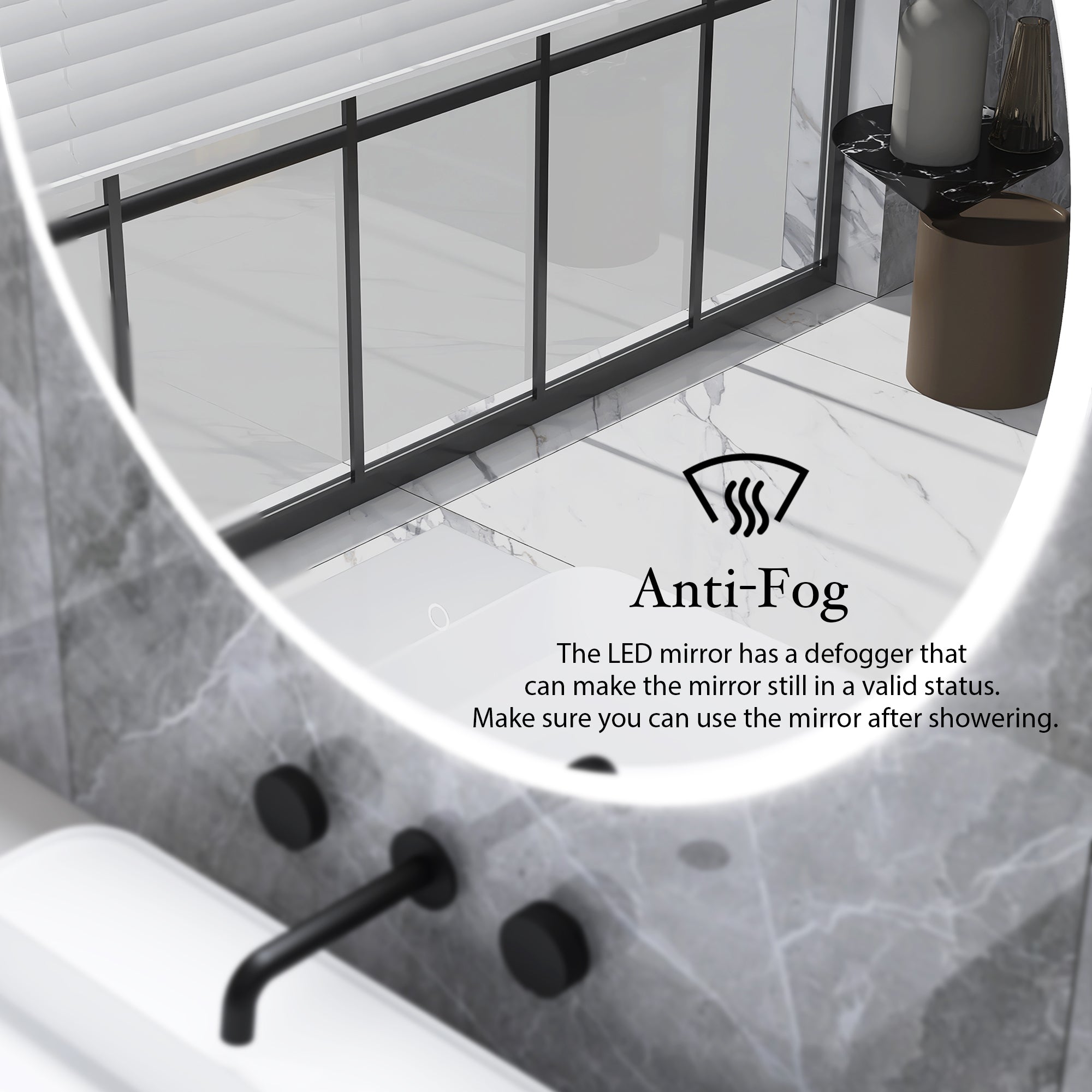 Round Wall-Mounted Dimmable LED Bathroom Vanity Mirror with Defogger and Bluetooth Music Speaker