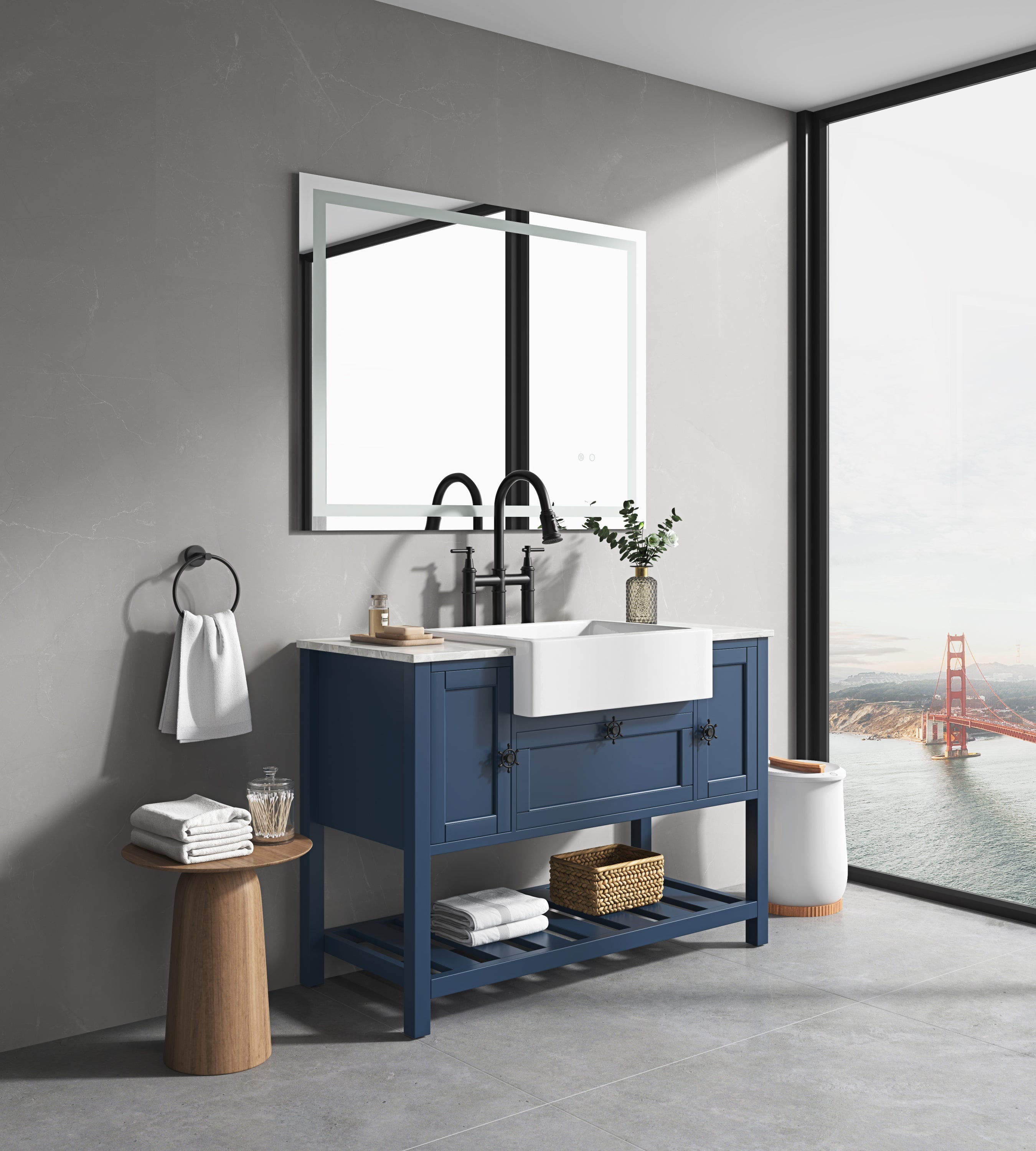 LED Bathroom Mirror 48 "x 36 " with Front and Backlight, Large Dimmable Wall Mirrors with Anti-Fog, Shatter-Proof, Memory, 3Colors, LED Vanity Mirror