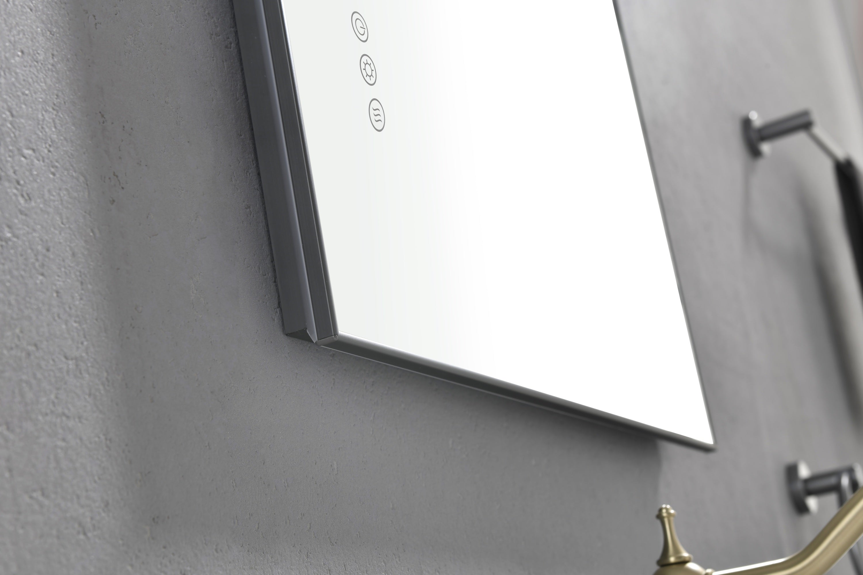 Super Bright Led Bathroom Mirror with Lights,Metal Frame Mirror Wall Mounted Lighted Vanity Mirrors Dimmable Led Mirror for Makeup,Horizontal or vertical/GunGray Metal