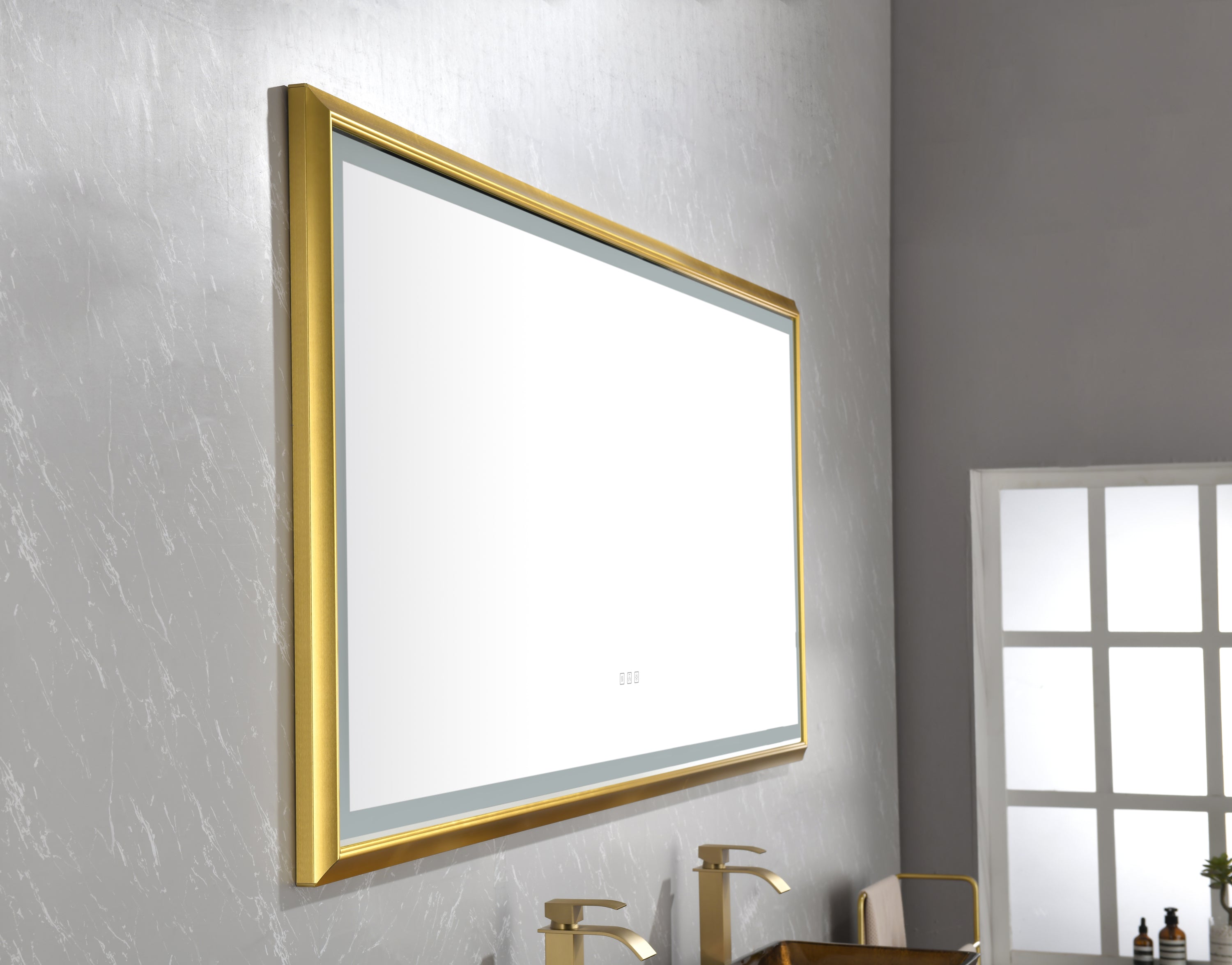 bathroom led mirror is multi-functional and each function is controlled by a smart touch button.