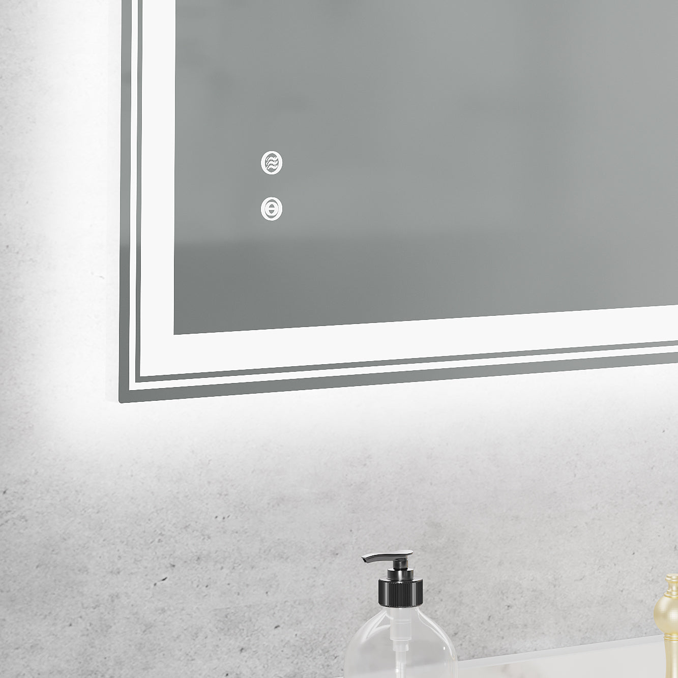 LED-Lit bathroom mirror, wall mounted anti-fog memory Adjustable Brightness front and back light Rectangular Vanity mirror