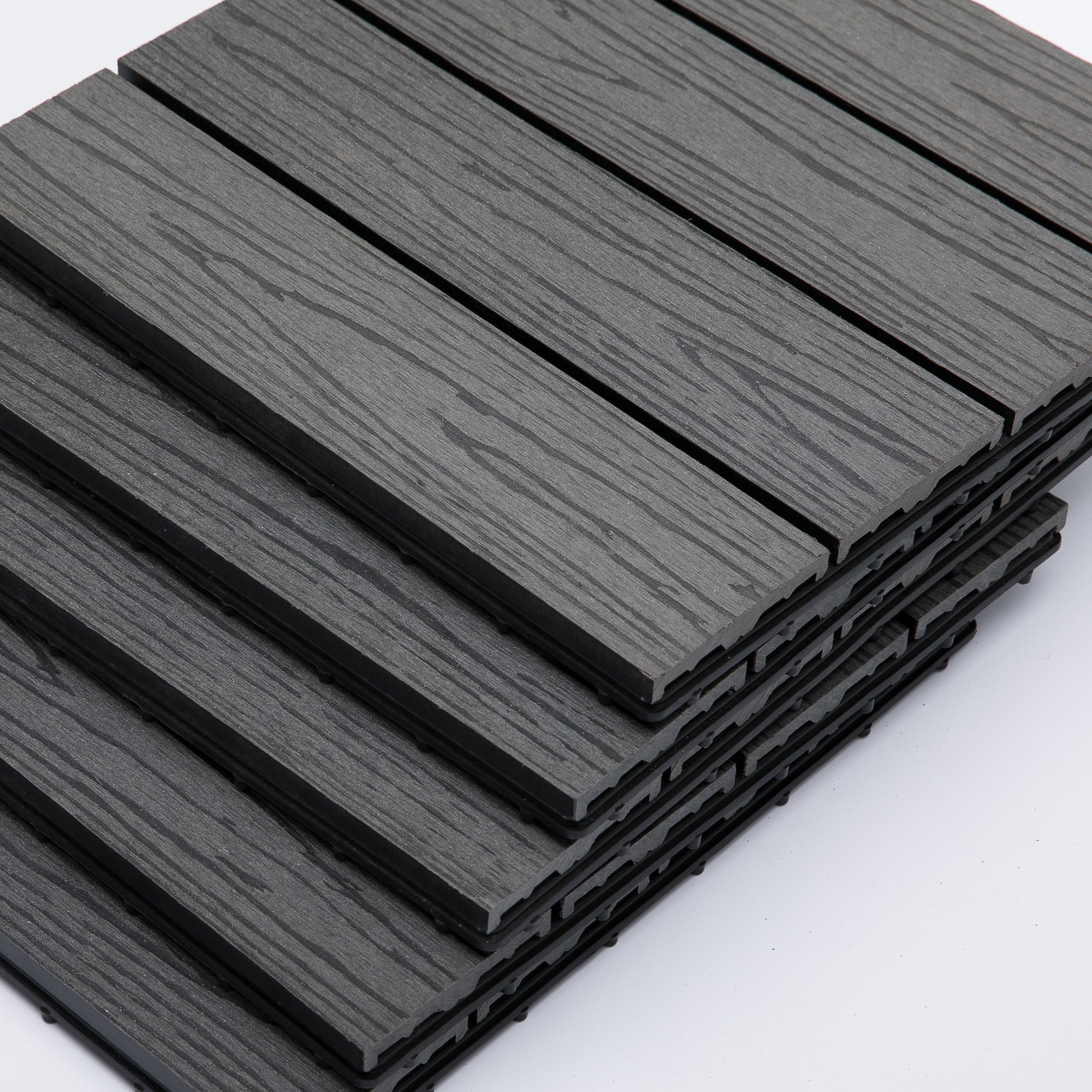 Outsunny Interlocking Deck Tiles, Pack of 11 Outdoor Flooring Patio Tiles, 12" x 12", All Weather for Porch, Balcony, Backyard for a New Classic Look, Grey