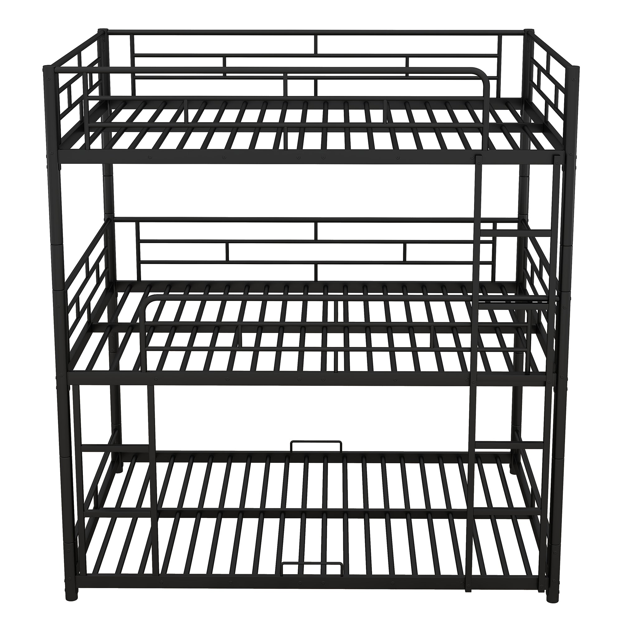 Metal Full Size Triple Bunk Bed, Black