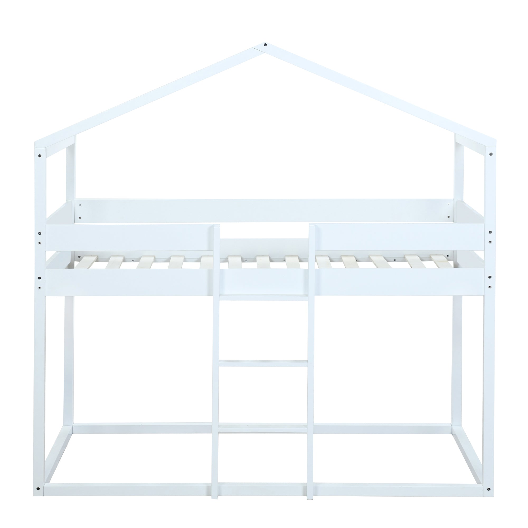 Twin Over Twin Bunk Bed Wood Bed with Tent, White