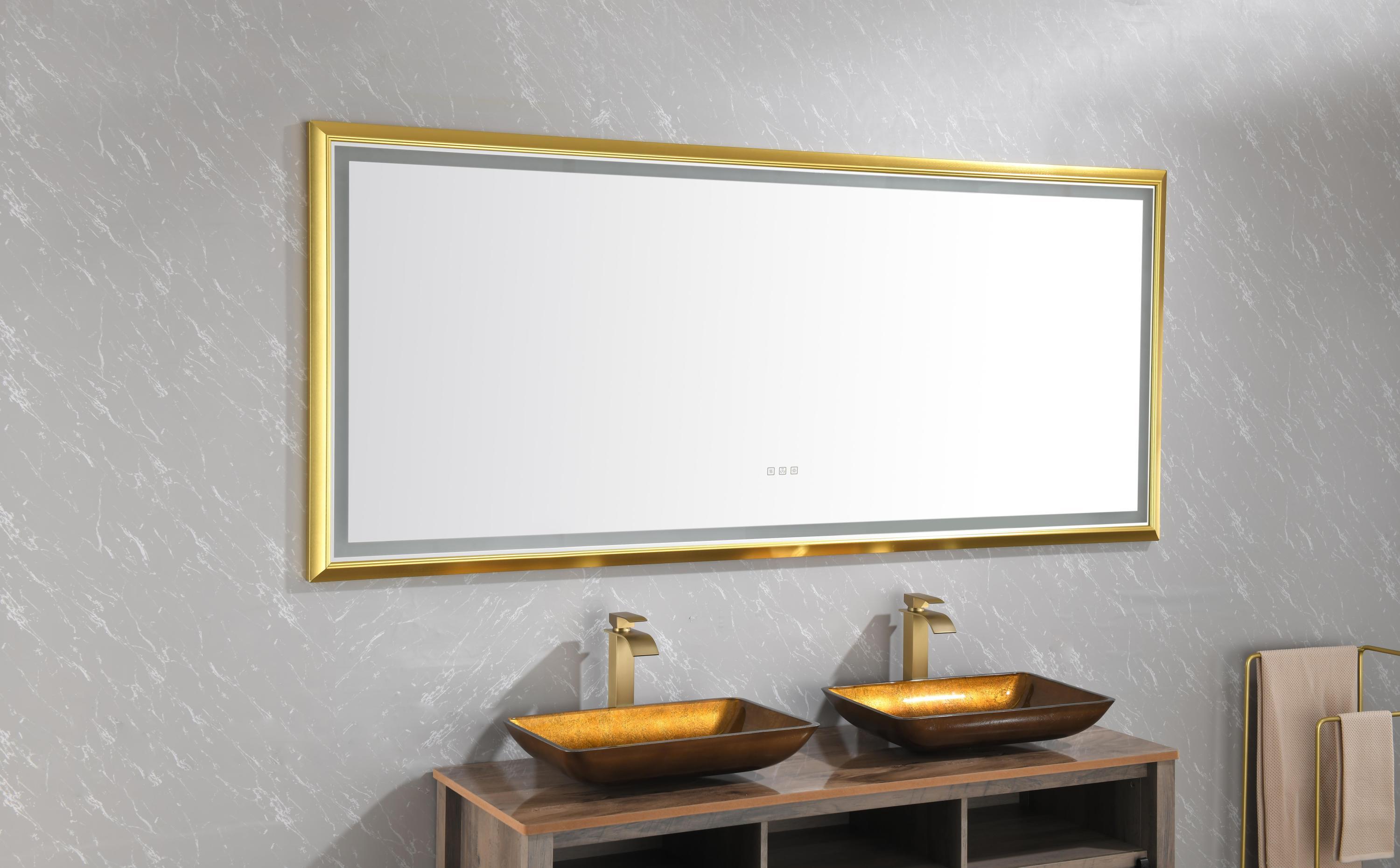 bathroom led mirror is multi-functional and each function is controlled by a smart touch button.