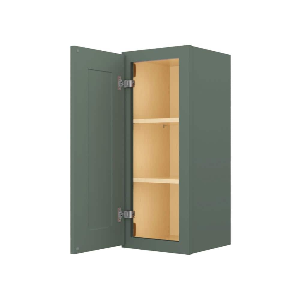 Easy-DIY 12 in. W x 12 in. D x 30 in. H Ready to Assemble Wall Kitchen Cabinet in Shaker Basil 1-Door-2 Shelves