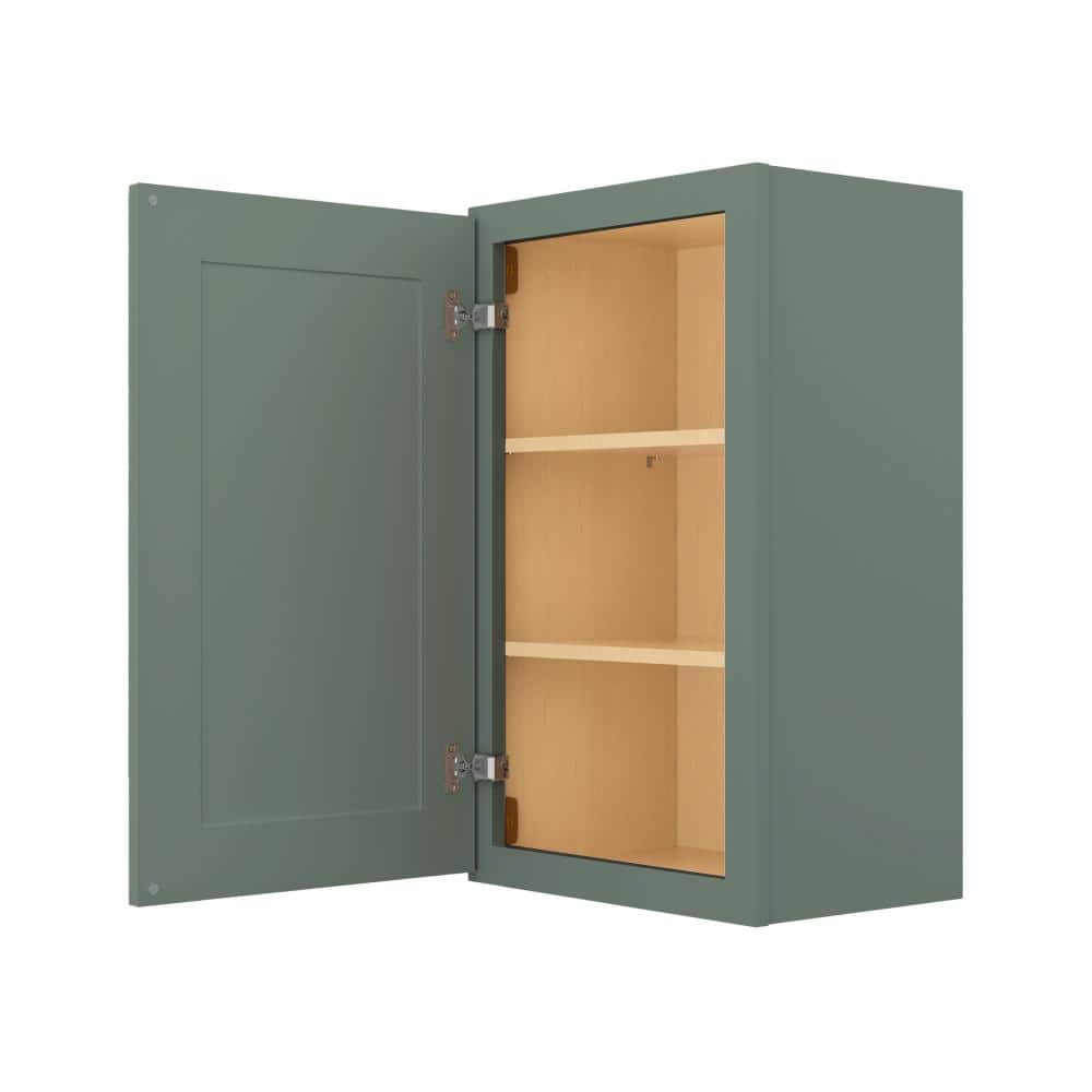 Easy-DIY 18 in. W x 12 in. D x 30 in. H Ready to Assemble Wall Kitchen Cabinet in Shaker Basil 1-Door-2 Shelves