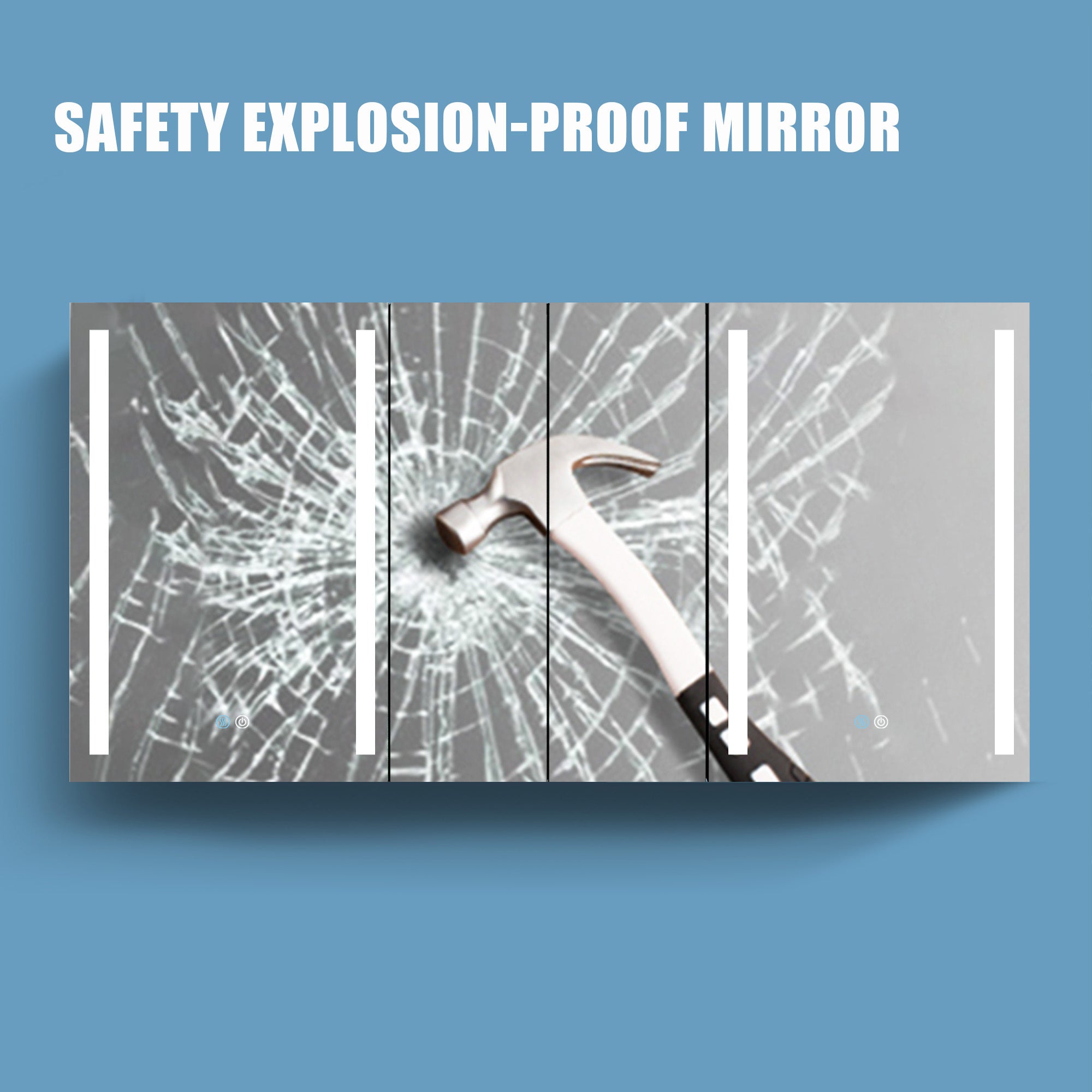 60x30 Inch LED Bathroom Medicine Cabinet Surface Mount Double Door Lighted Medicine Cabinet, Medicine Cabinets for Bathroom with Mirror Defogging, Dimmer White