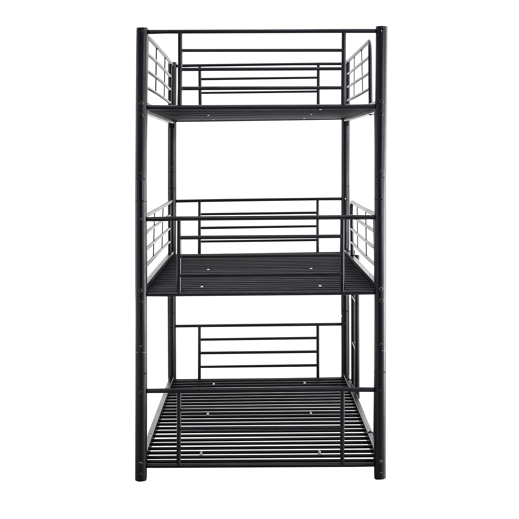 Twin-Twin-Twin Triple Bed with Built-in Ladder, Divided into Three Separate Beds,Black(OLD SKU:LP000197AAB)