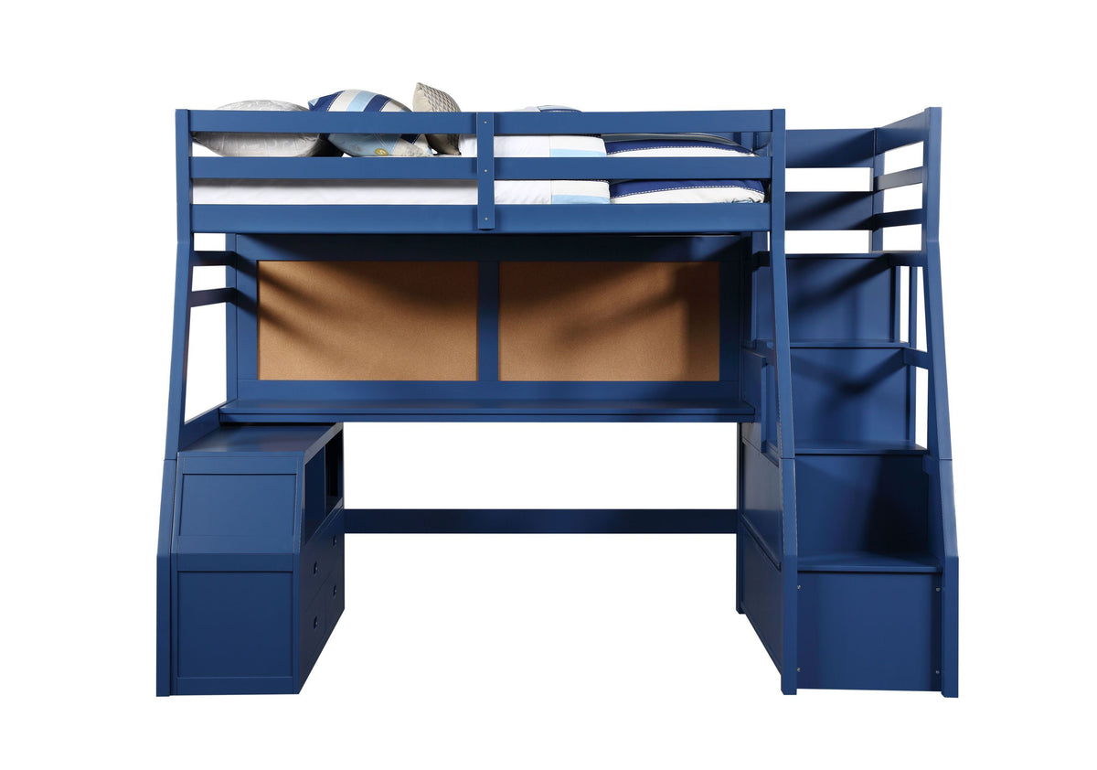 Jason II Storage Twin Loft Bed (1Set/4Ctn), Navy Blue 37455