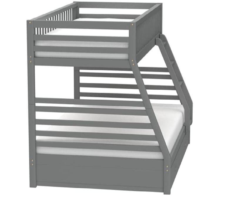 Jason Bunk Bed (Twin/Full & Storage), Gray (1Set/2Ctn) 37840
