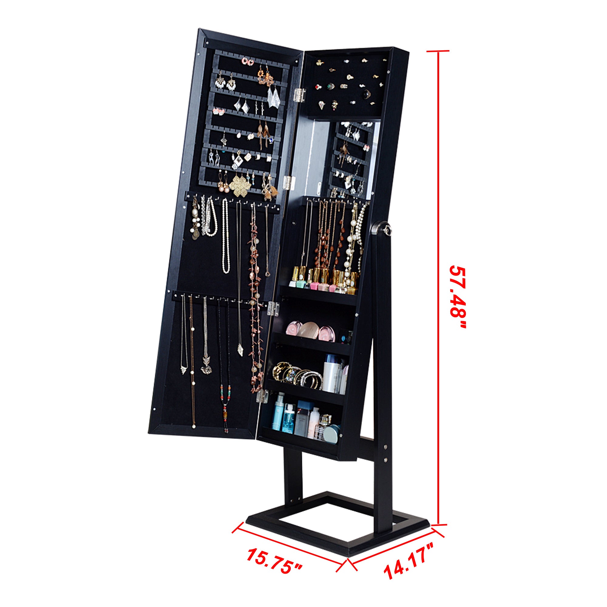 Mirror Jewelry Cabinet Ladies Girls Wooden Bedroom Furniture Mirror