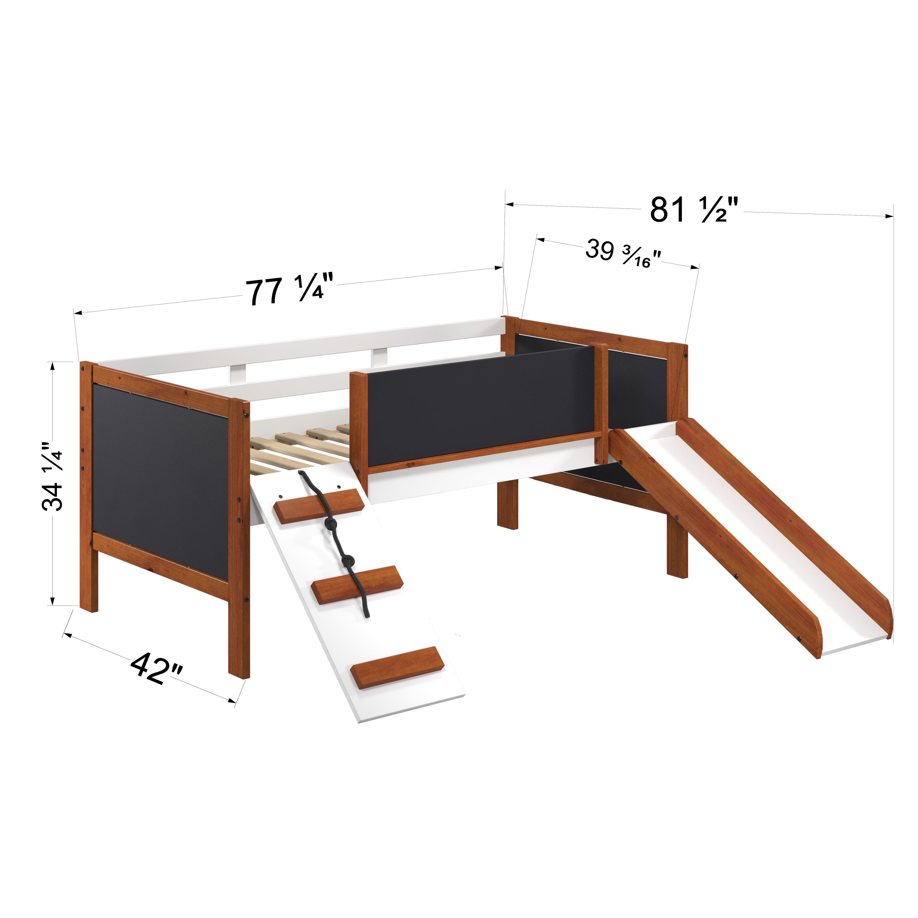 Aurea Twin Loft Bed w/Slide, Cherry Oak & White Finish BD01409