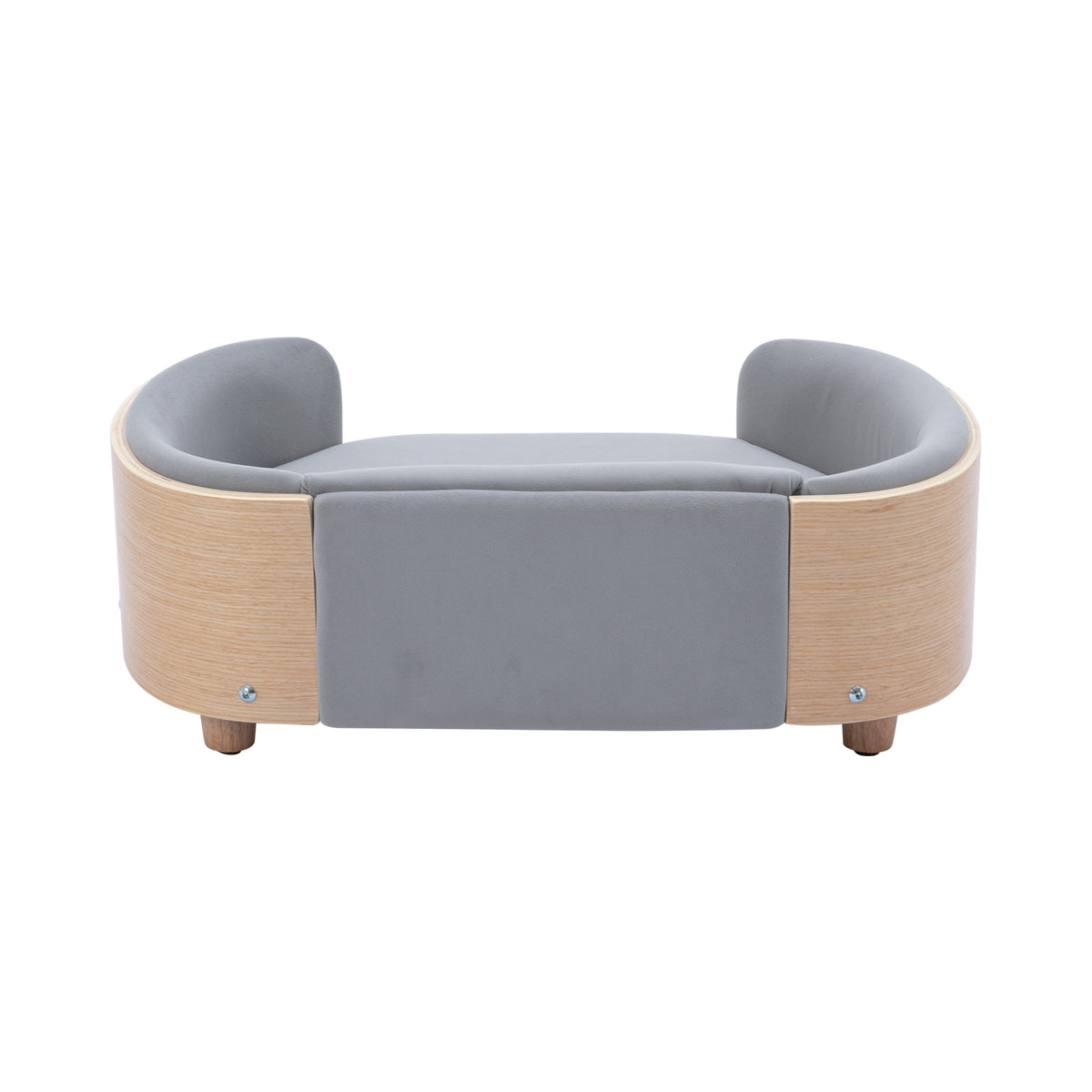 Scandinavian style Elevated Dog Bed Pet Sofa With Solid Wood legs and Bent Wood Back, Velvet Cushion,Small Size