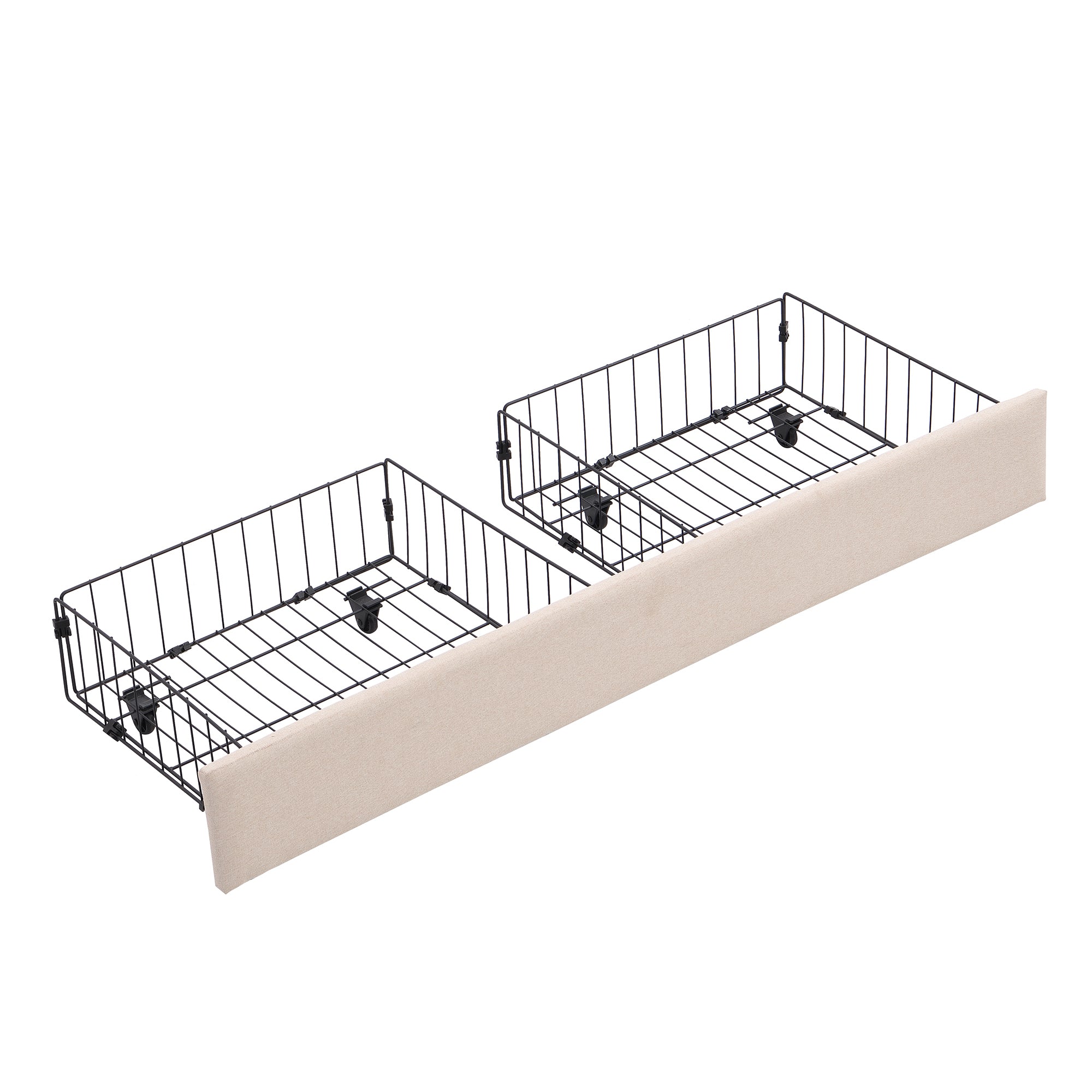 Queen Size Storage Upholstered Hydraulic Platform Bed with 2 Drawers, Beige