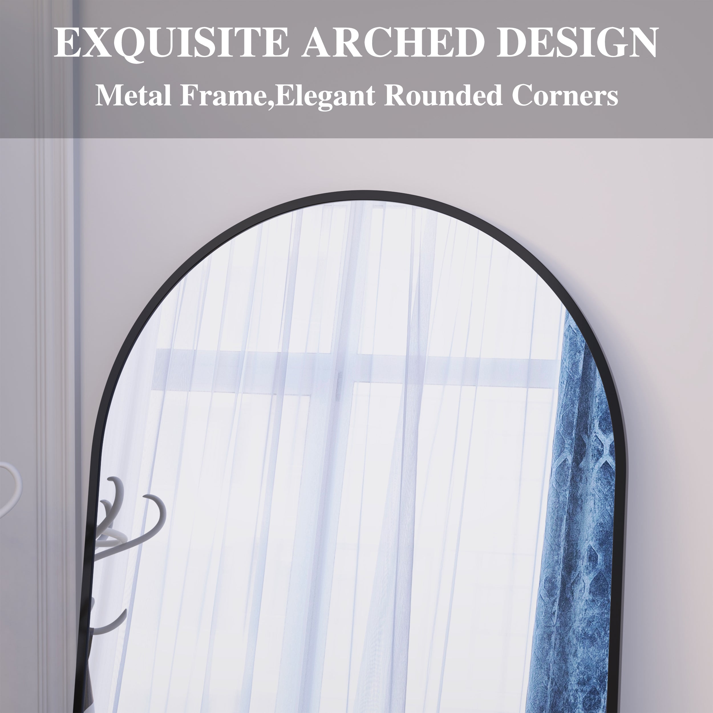 Arch Full Length Mirror 71"×32" Big Full Body Mirror for Bedroom Oversized Floor Mirror Large Standing Mirror Living Room Dressing Mirror Leaning Against Wall, Aluminum Frame, Black
