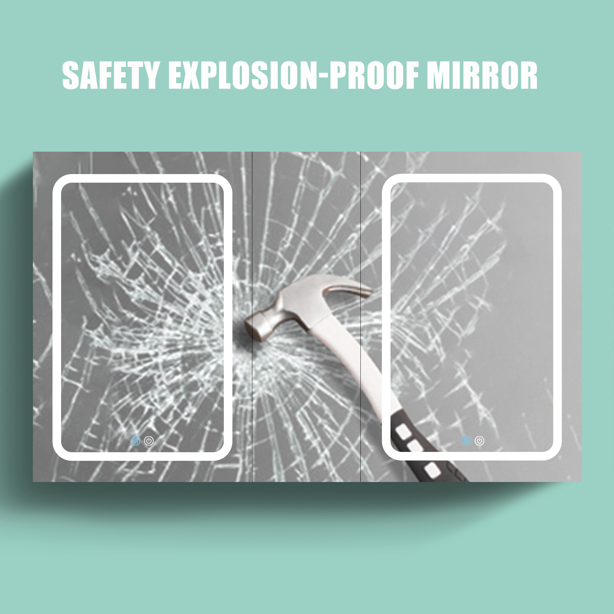 50x30 Inch LED Bathroom Medicine Cabinet Surface Mount Double Door Lighted Medicine Cabinet, Medicine Cabinets for Bathroom with Mirror Defogging, Dimmer White