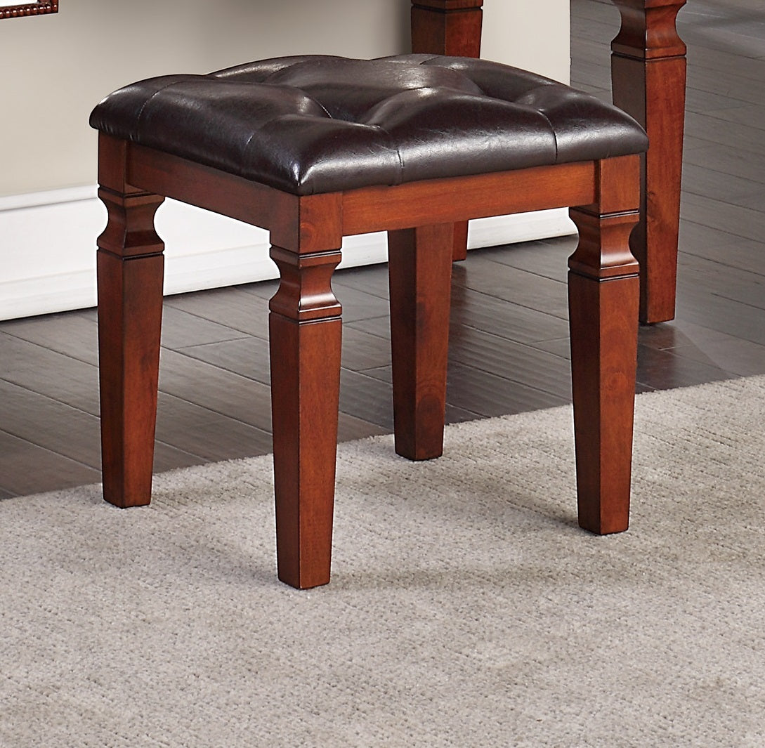 Luxurious Majestic Classic Cherry Color Vanity Set w Stool 3- Storage Drawers 1pc Bedroom Furniture Set Tri-Fold Mirror