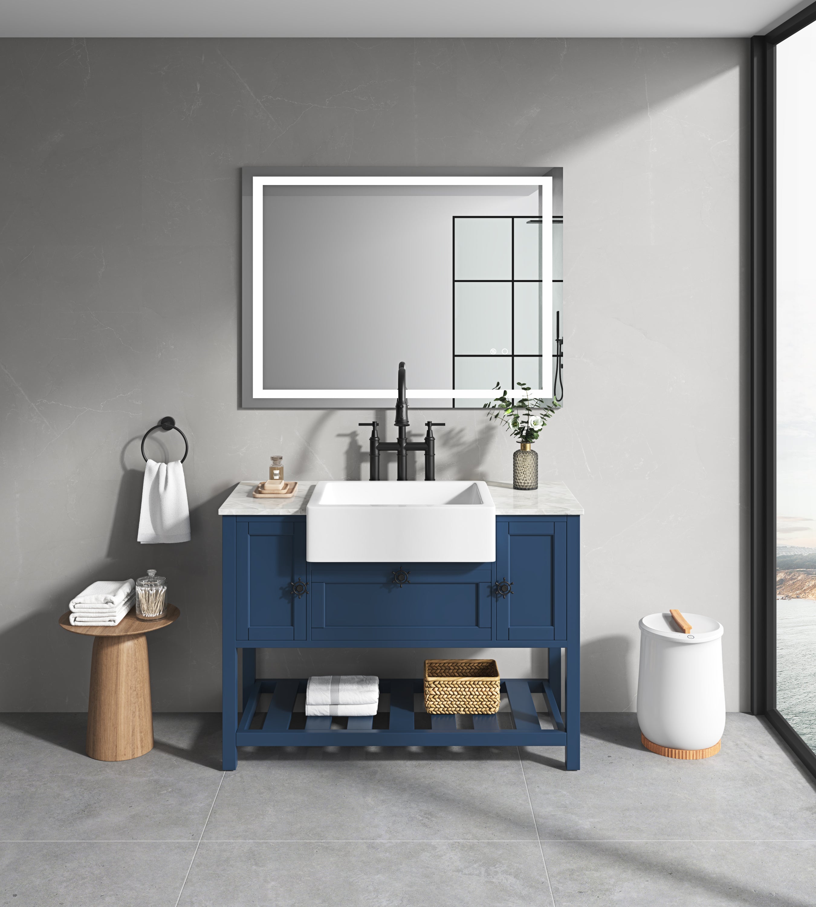 LED Bathroom Mirror 48 "x 36 " with Front and Backlight, Large Dimmable Wall Mirrors with Anti-Fog, Shatter-Proof, Memory, 3Colors, LED Vanity Mirror
