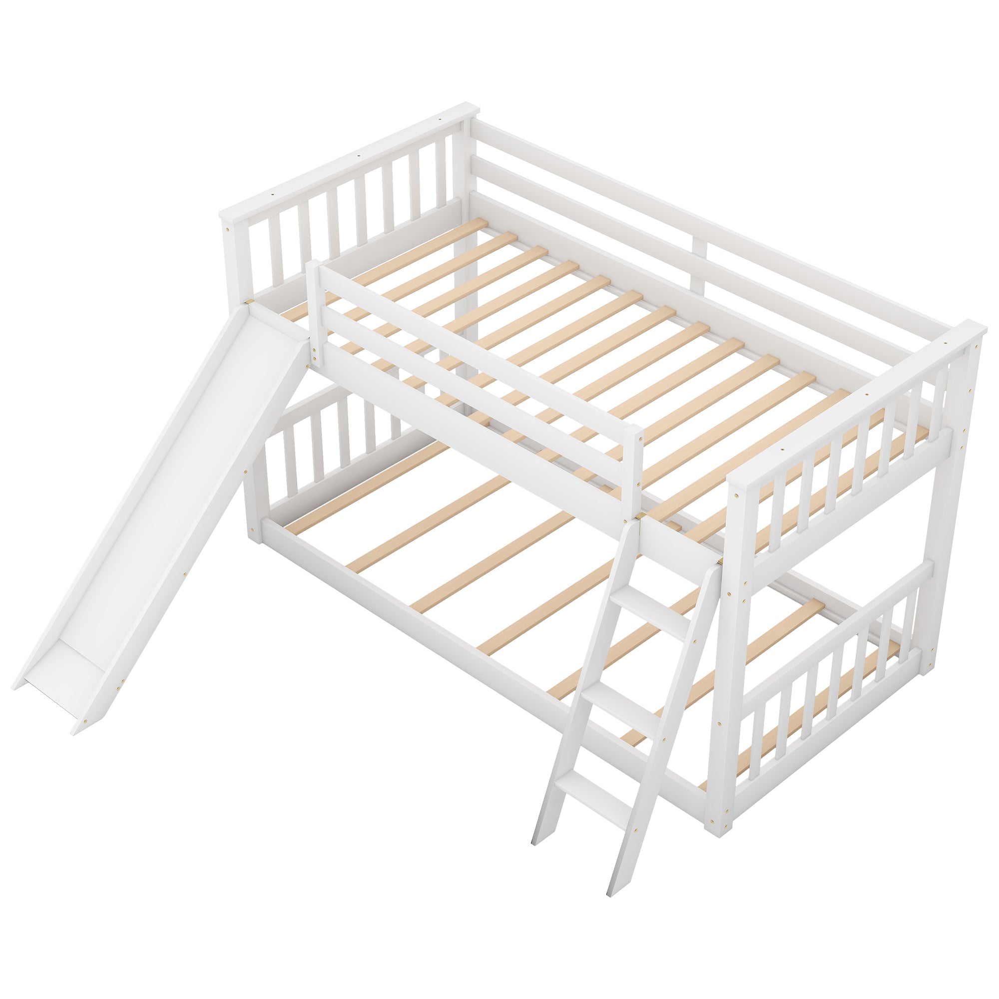 Twin over Twin Bunk Bed with Convertible Slide and Ladder, White(Old SKU: SM000213AAK-1)