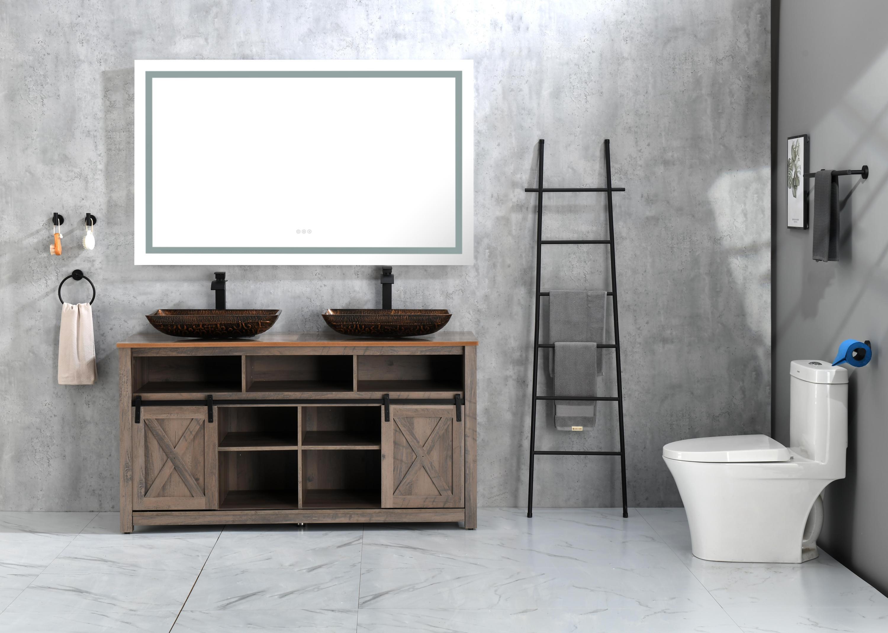 72 in. W x 36 in. H Frameless LED Single Bathroom Vanity Mirror in Polished Crystal Bathroom Vanity LED Mirror with 3 Color Lights Mirror for Bathroom Wall Smart Lighted Vanity Mirrors Dimm