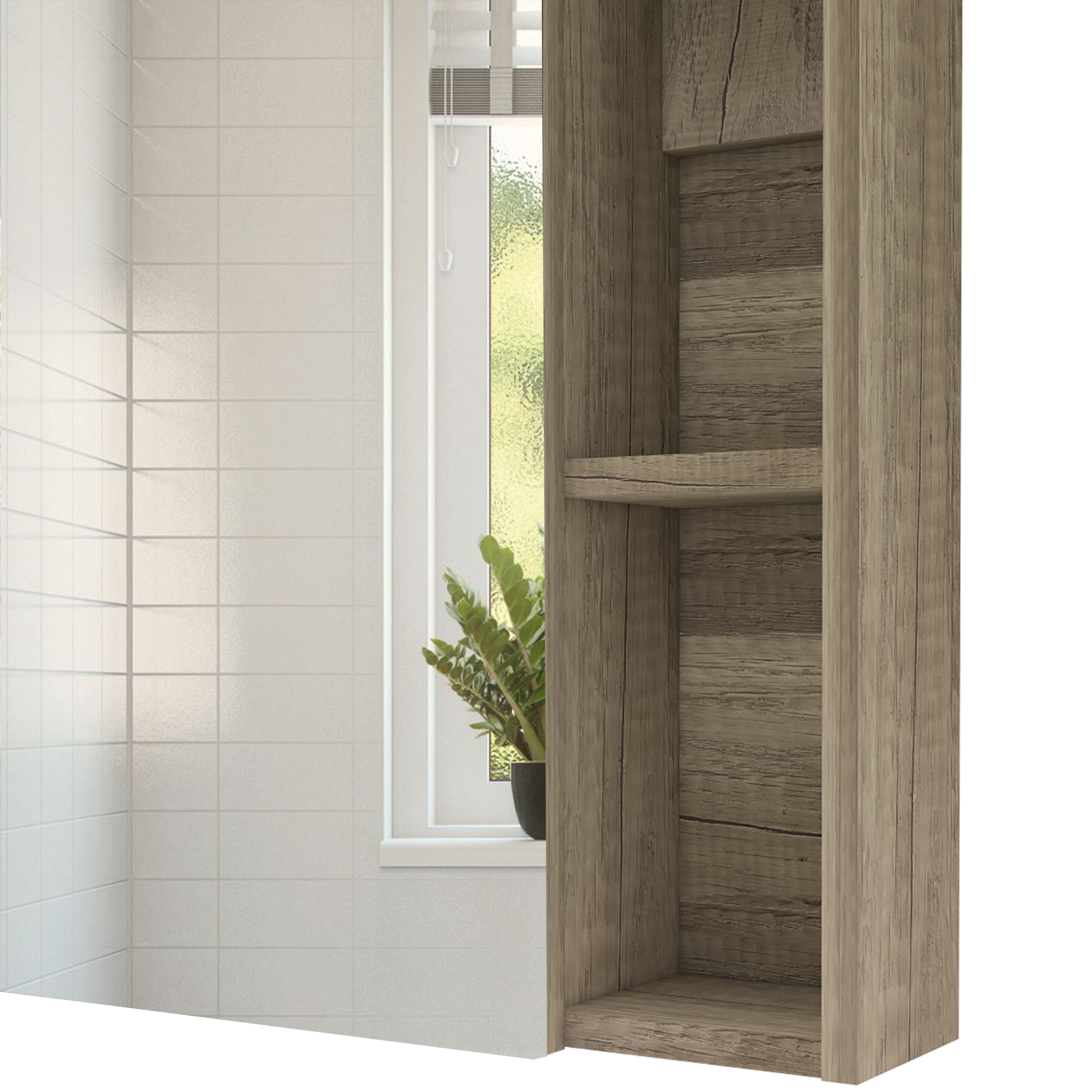 Medicine Cabinet Mirror Clifton, Five Internal Shelves, Pine Finish