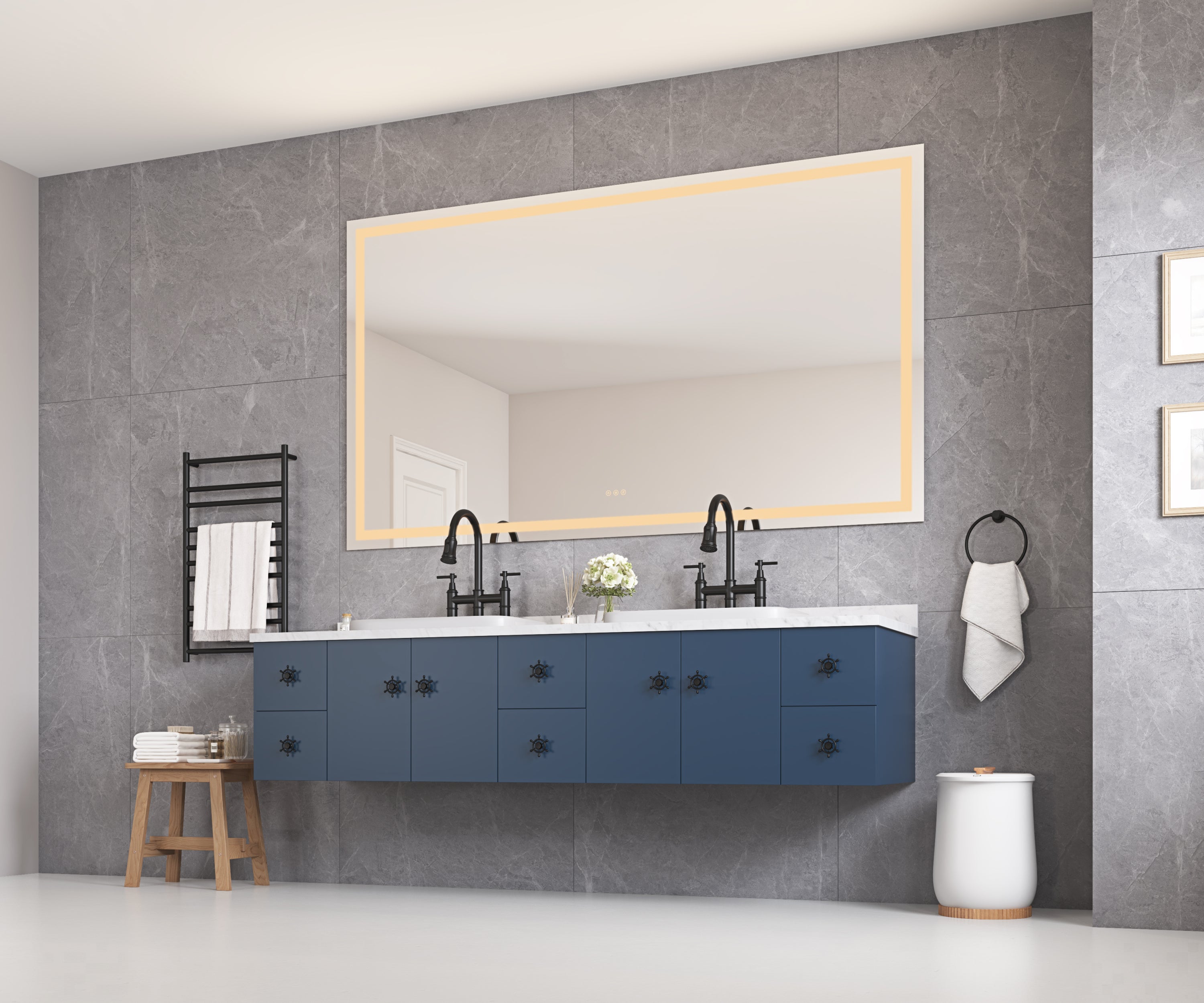 72 in. W x 36 in. H Frameless LED Single Bathroom Vanity Mirror in Polished Crystal Bathroom Vanity LED Mirror with 3 Color Lights Mirror for Bathroom Wall Smart Lighted Vanity Mirrors Dimm