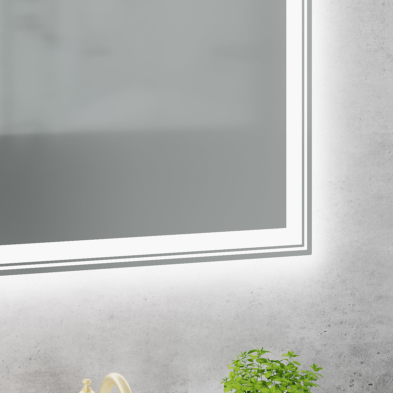 LED-Lit bathroom mirror, wall mounted anti-fog memory Adjustable Brightness front and back light Rectangular Vanity mirror