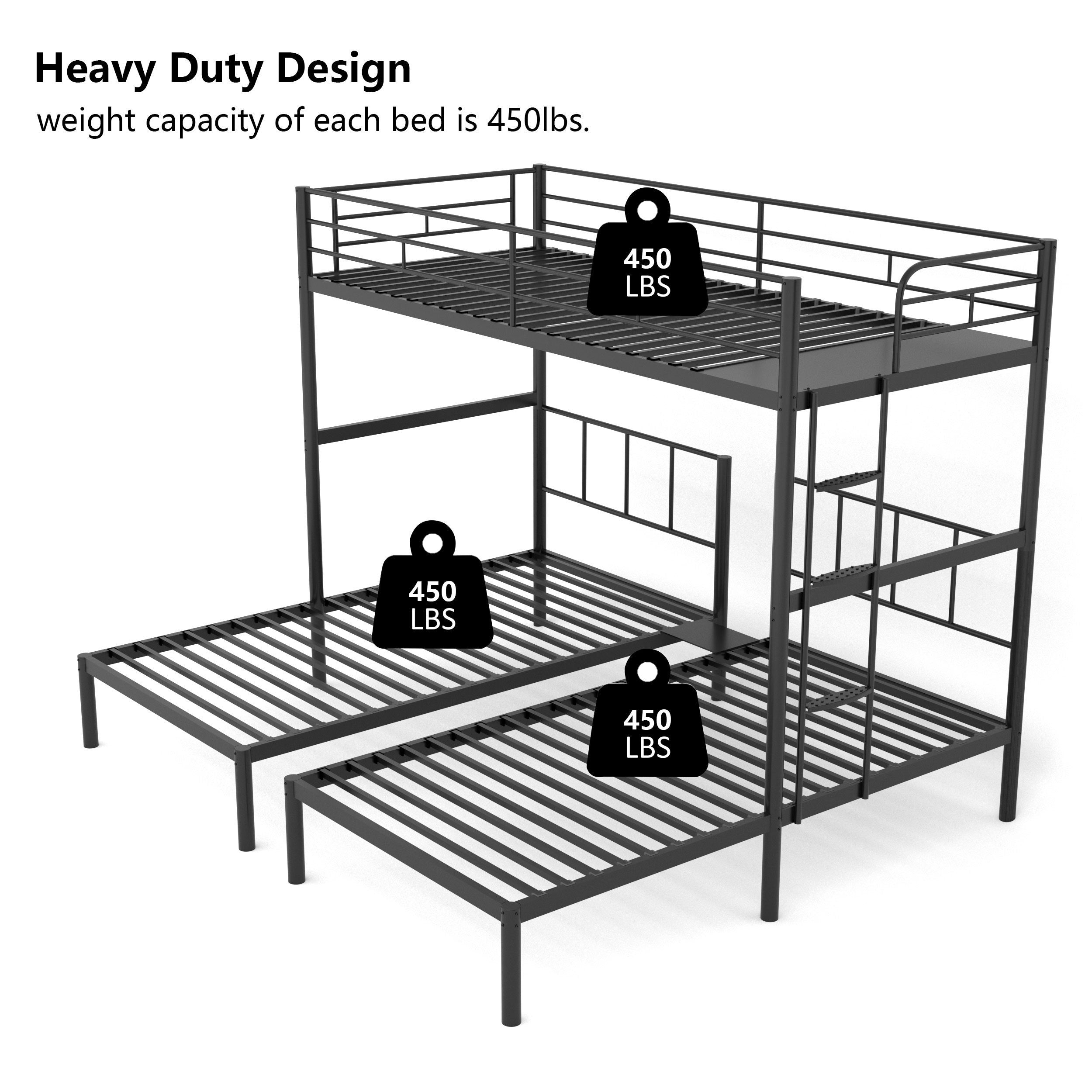 Metal Twin over Twin&Twin Triple Bed for Kids,Comfortable Rungs,CPC Certified,No Box Spring Needed,Heavy Duty,Easy to Assemble